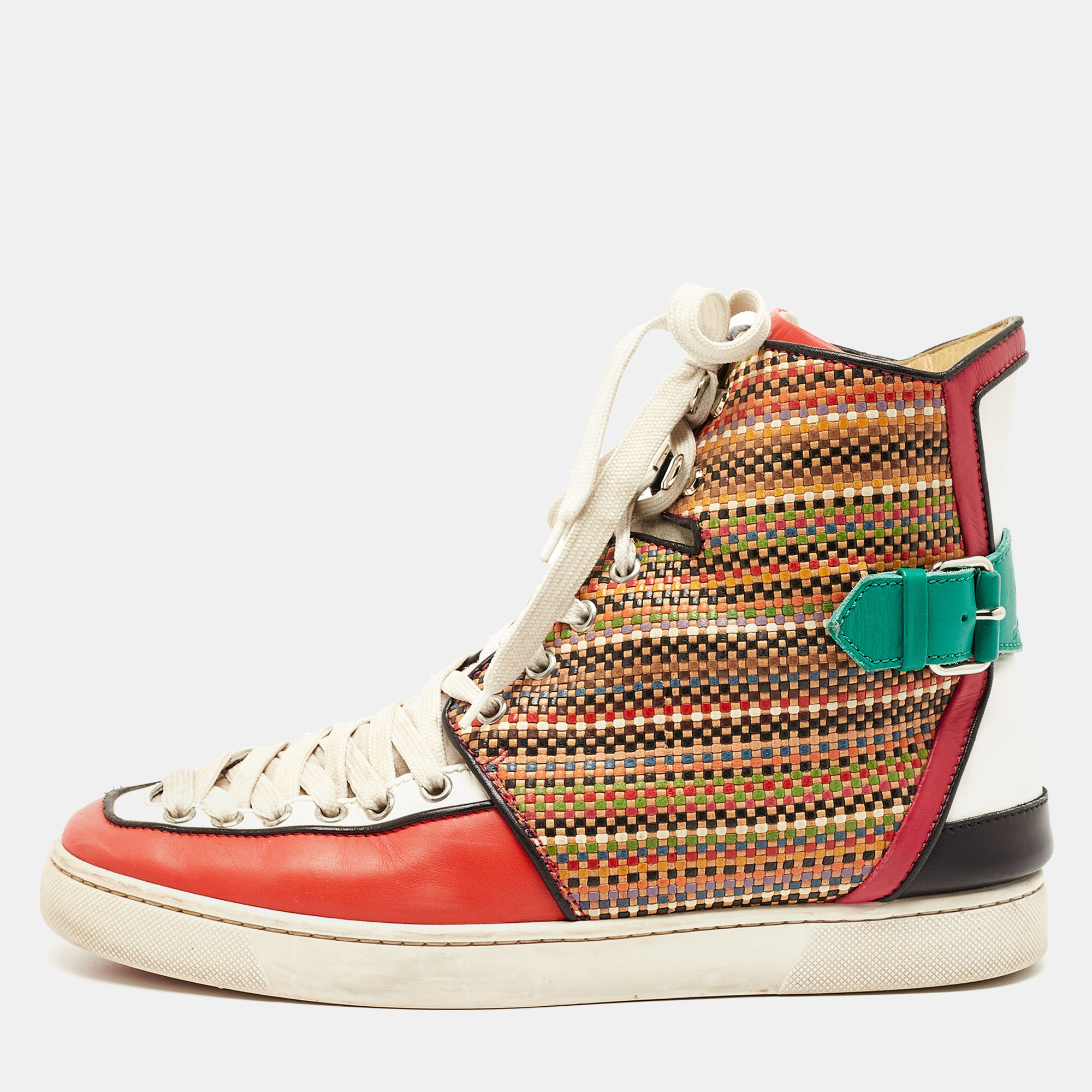 Pre-owned Christian Louboutin Multicolor Leather High Top Trainers 43