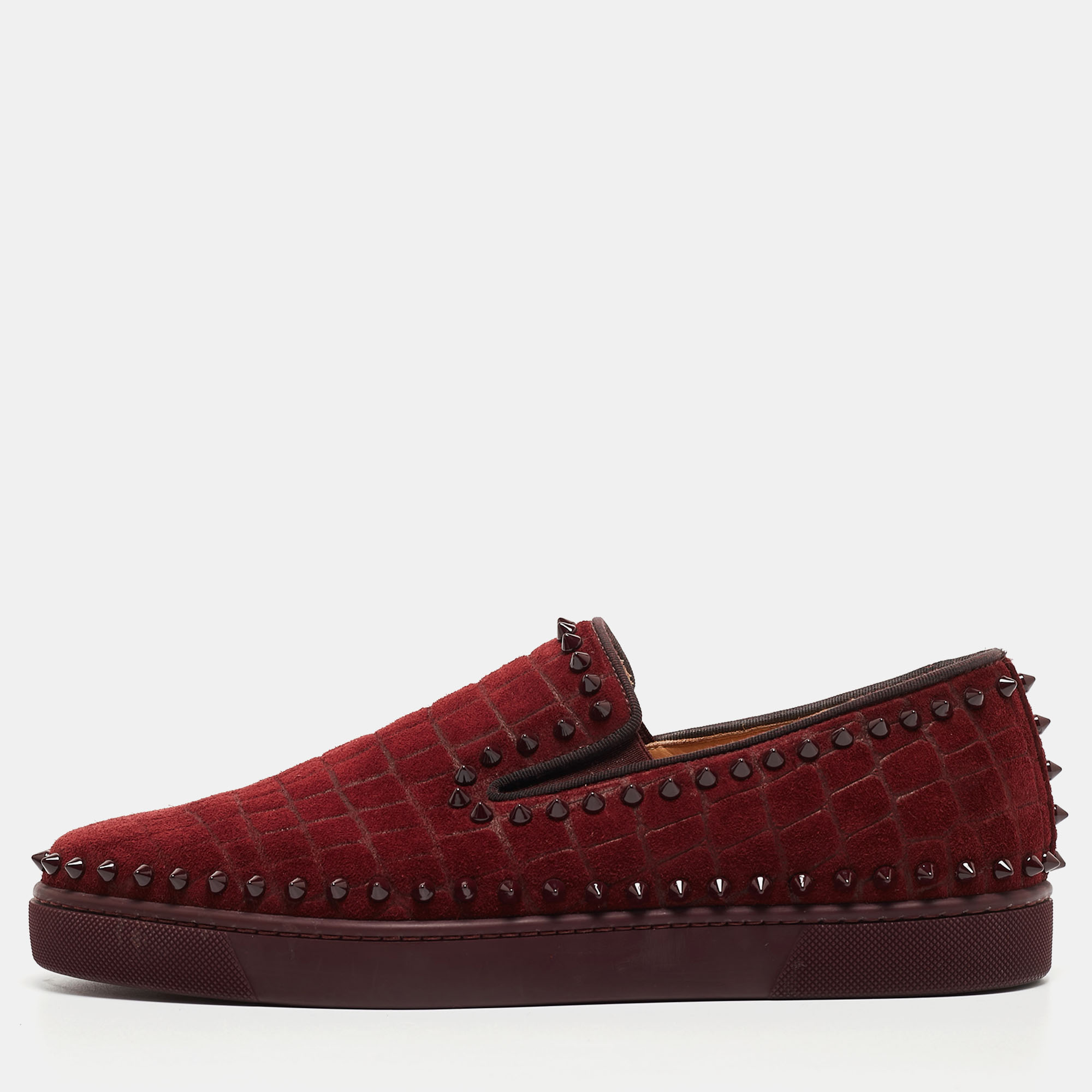 

Christian Louboutin Burgundy Suede Pik Boat Slip-On Sneakers Size