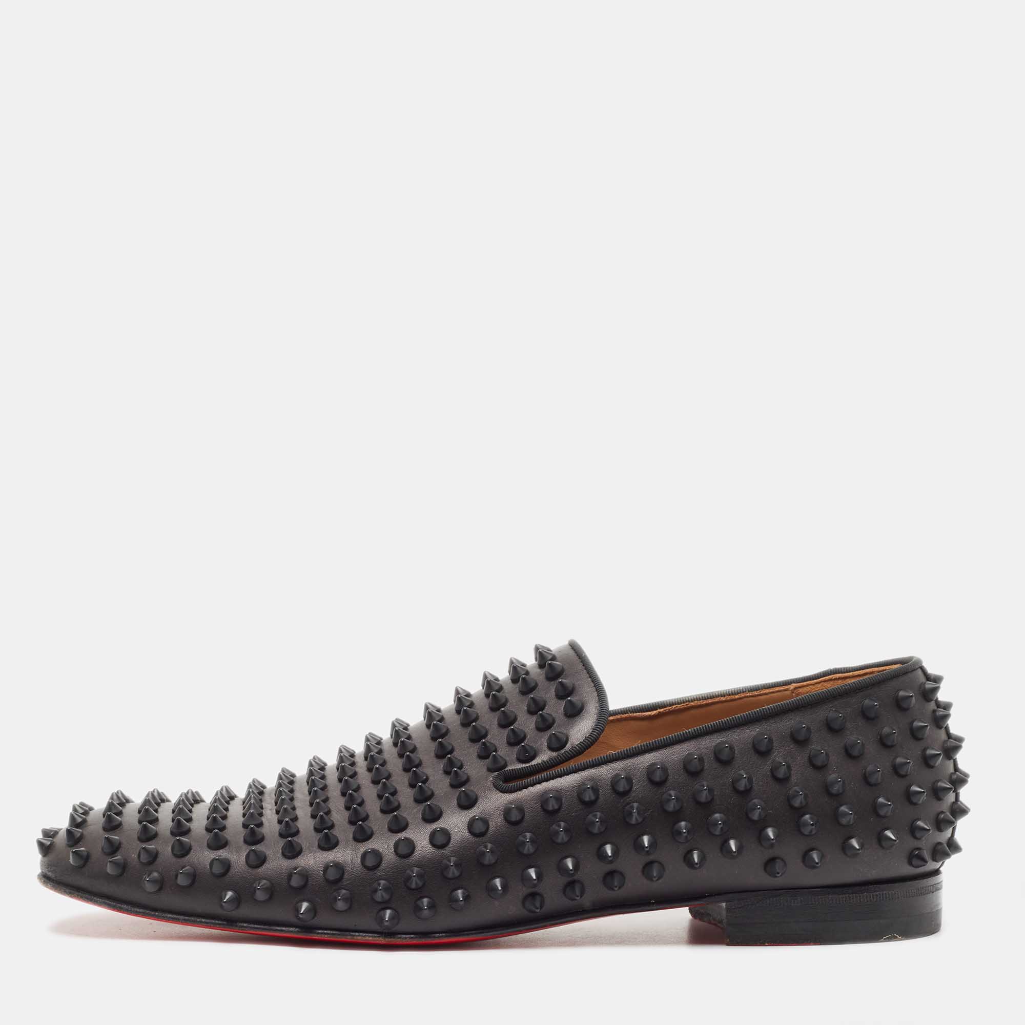 

Christain Louboutin Black Leather Dandelio Spike Loafers Size