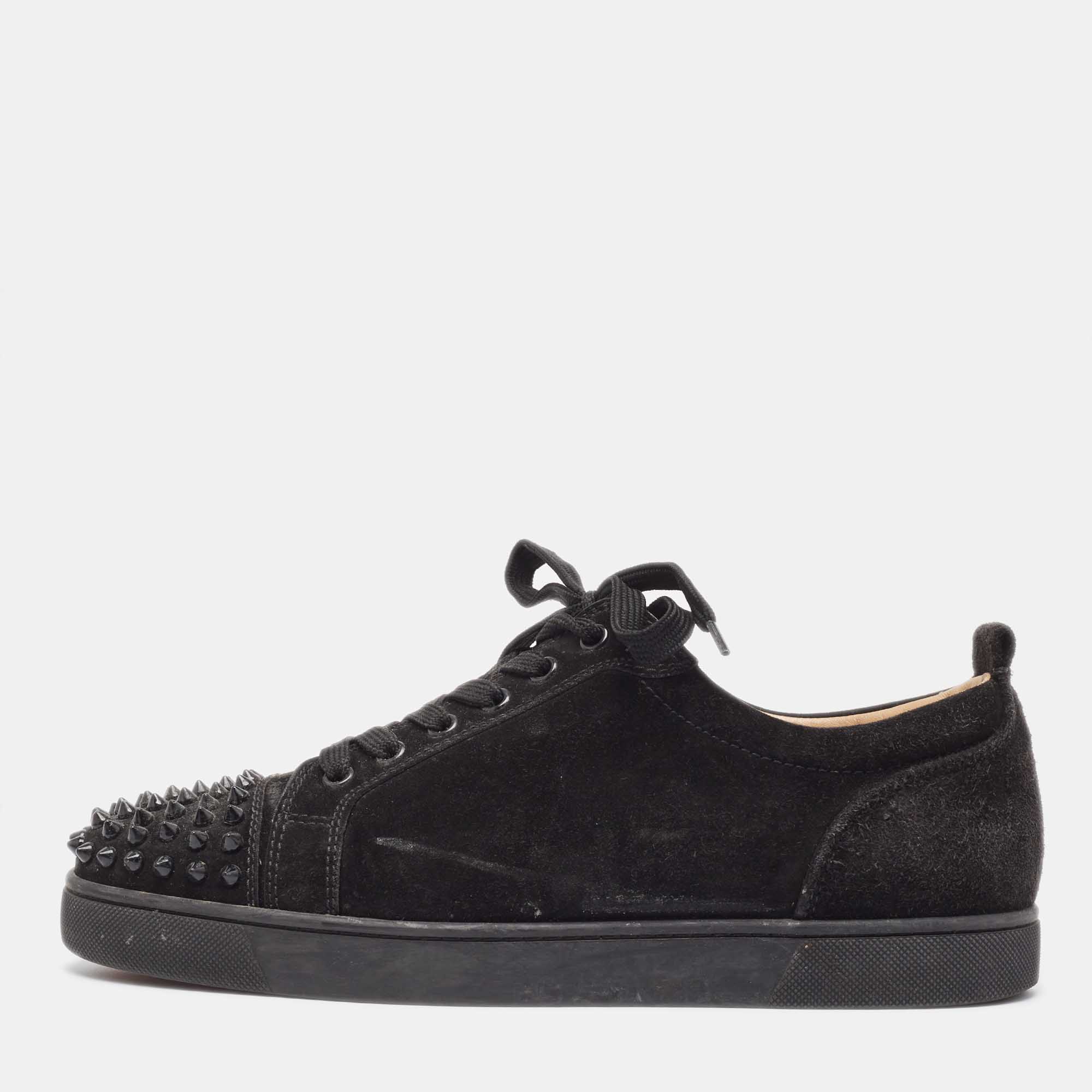 

Christian Louboutin Black Suede Louise Spike Low Top Sneakers Size
