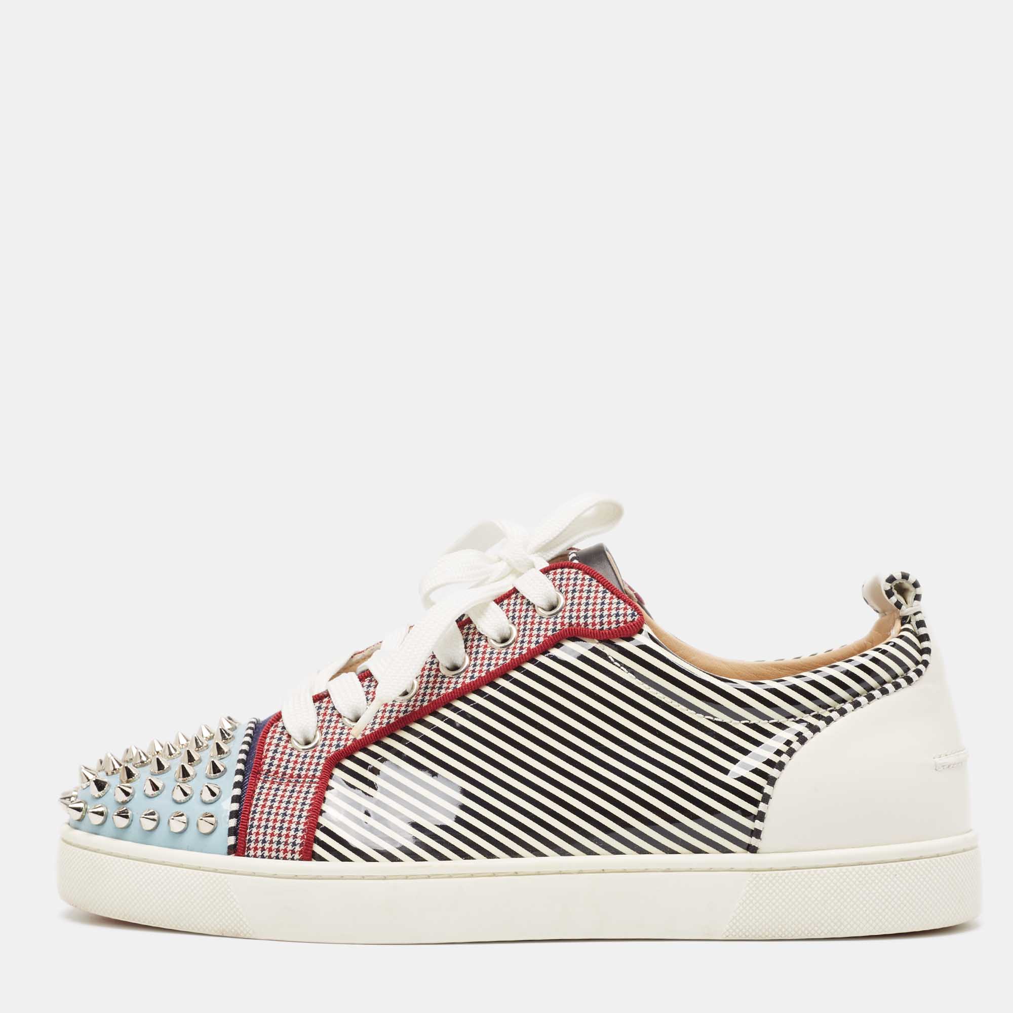 

Christian Louboutin Multicolor Patent and Fabric Louis Junior Spikes Sneakers Size, White