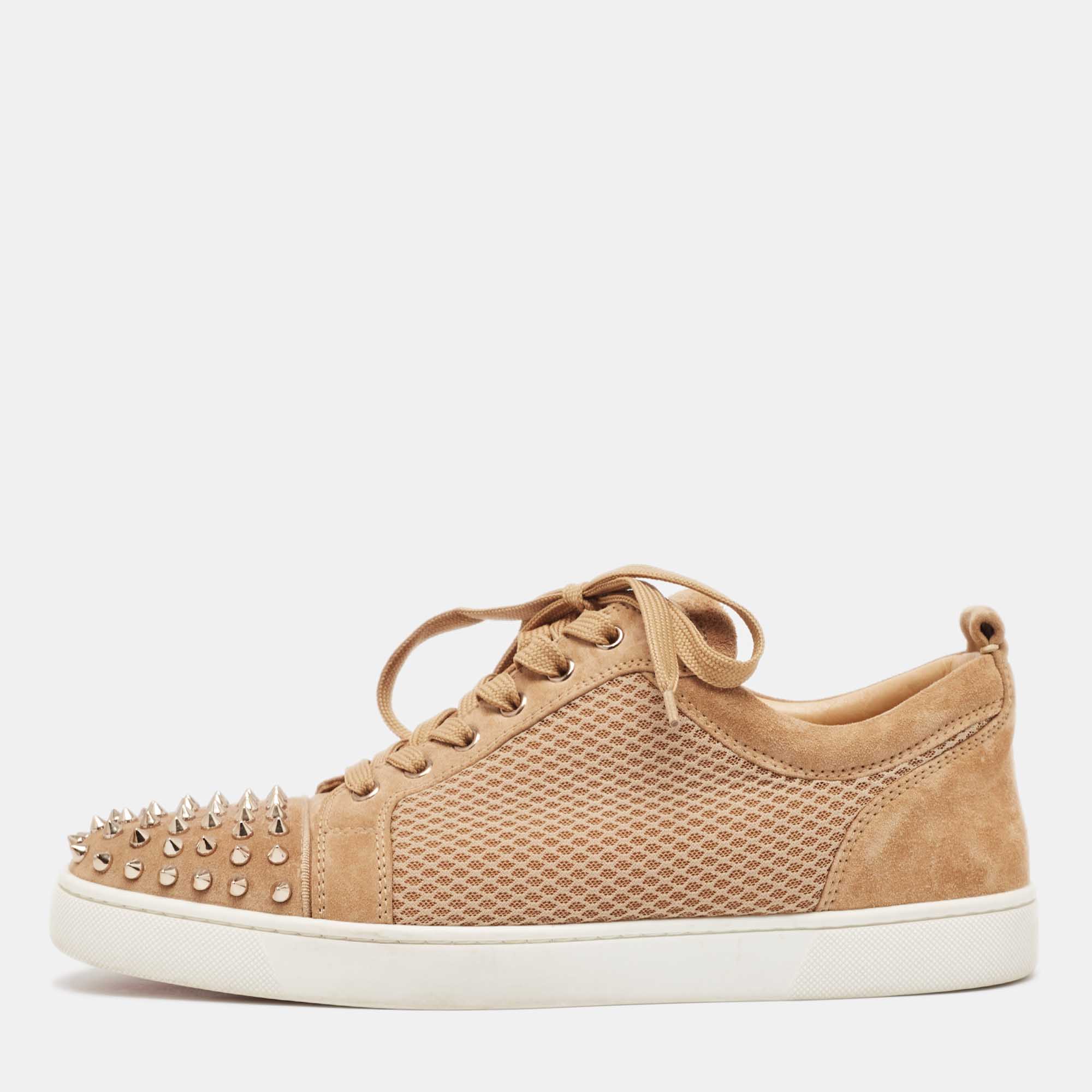 

Christian Louboutin Brown Suede and Mesh Lou Spikes Sneakers Size