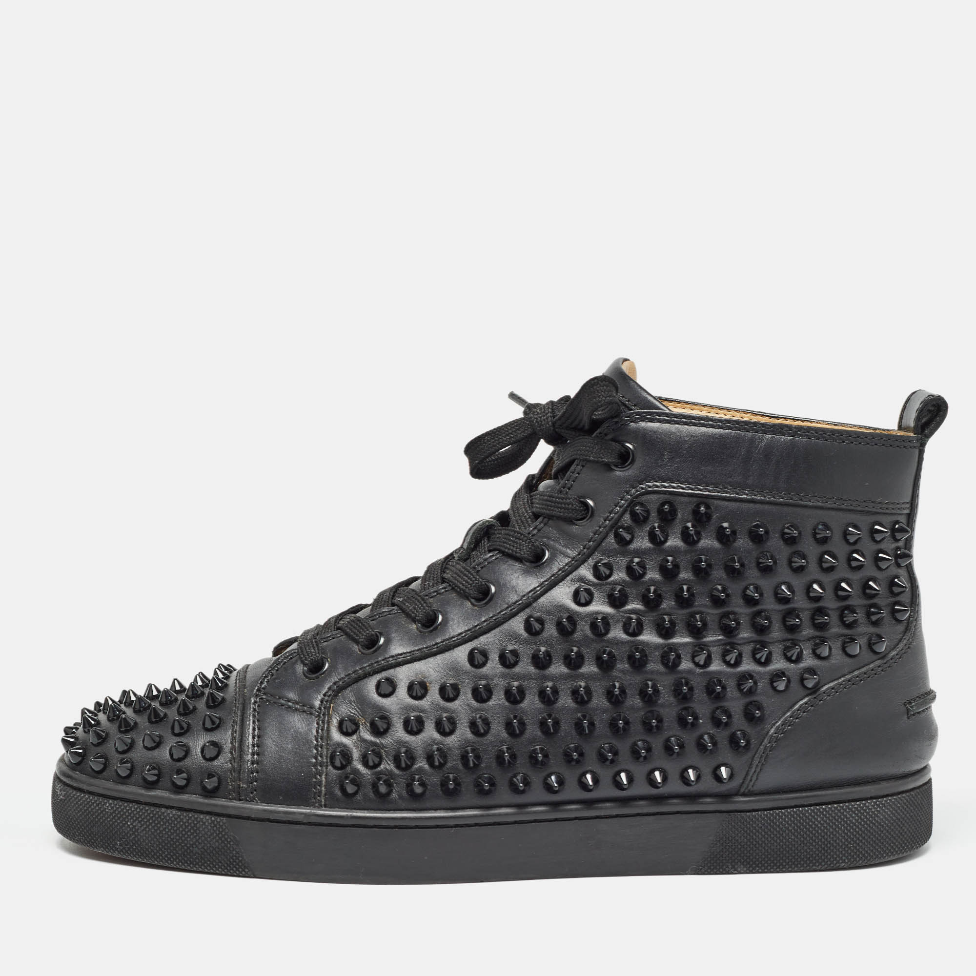 

Christian Louboutin Black Leather Louis Spike Flat Sneakers Size