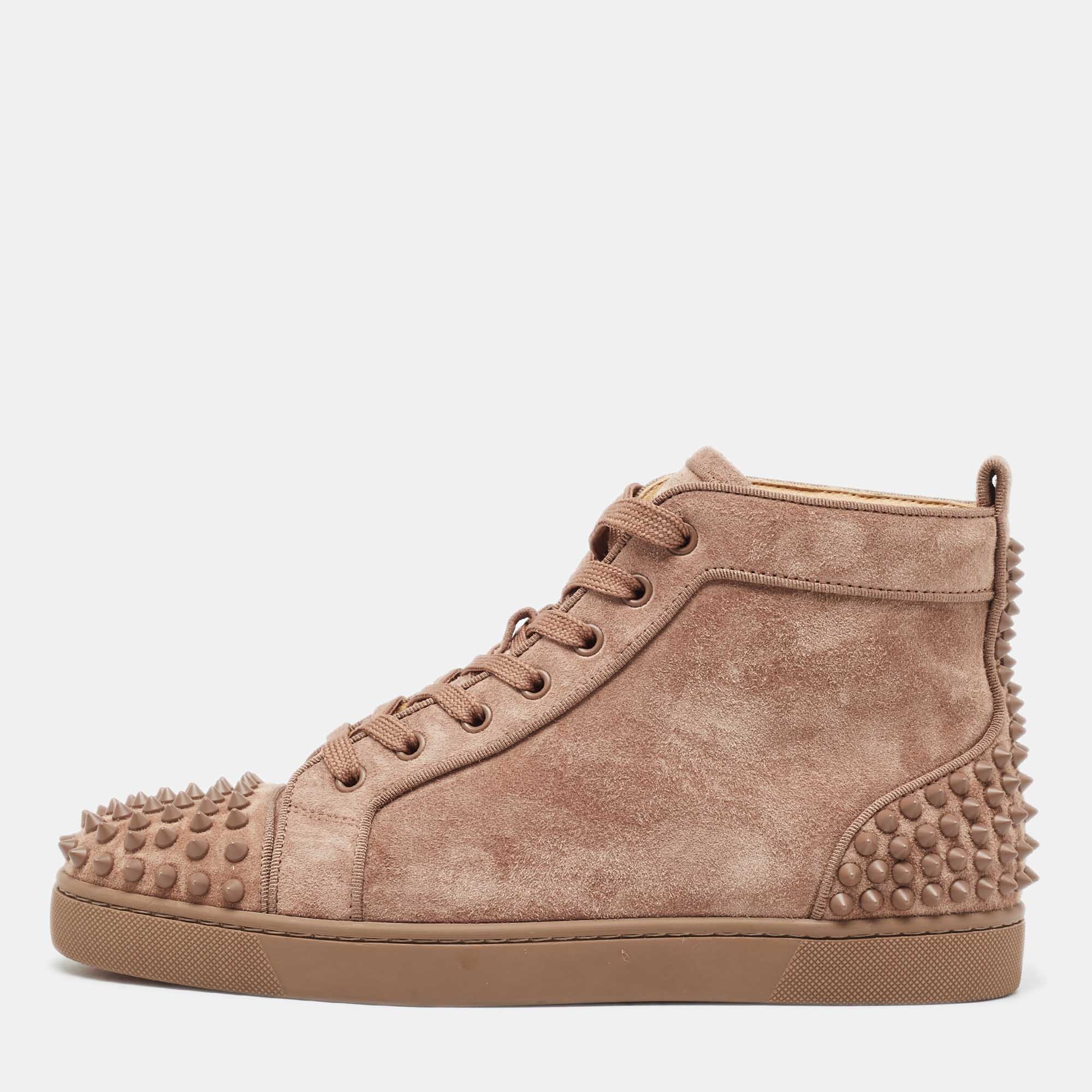 

Christian Louboutin Brown Suede Lou Spike High Top Sneakers Size