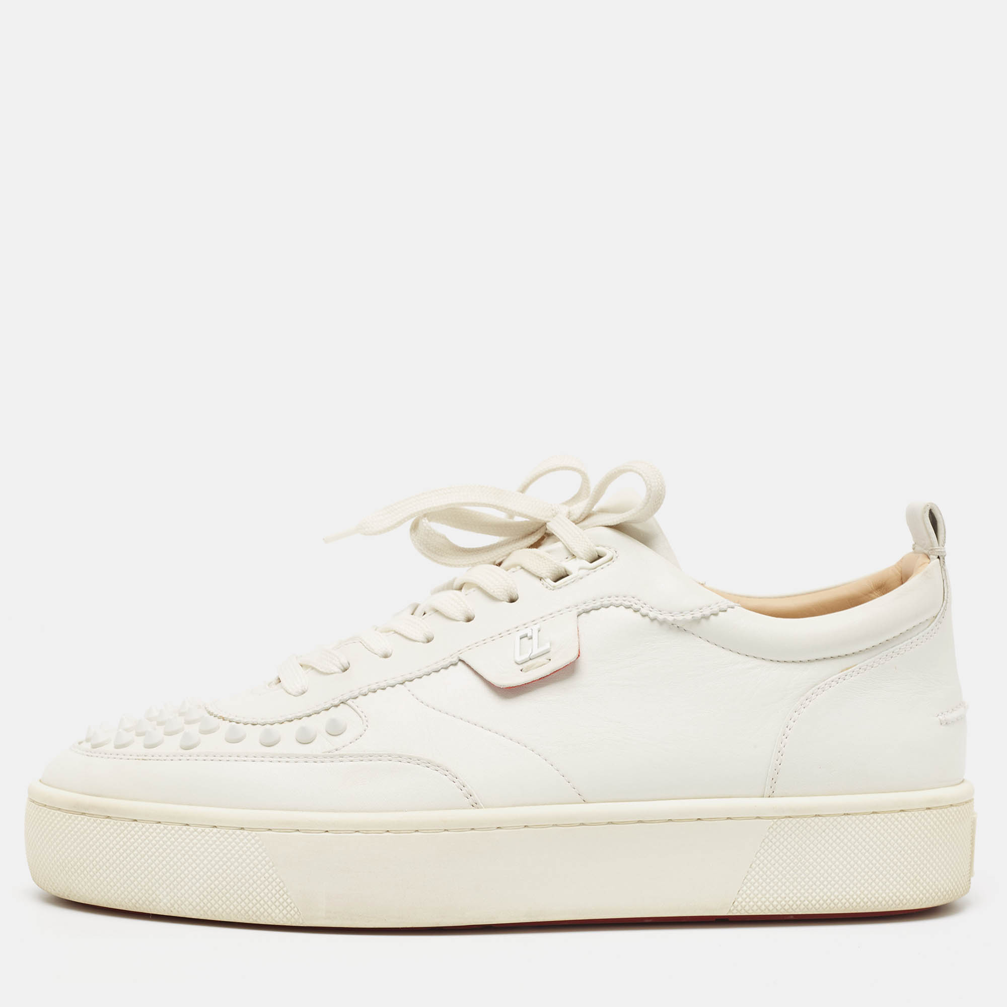 

Christian Louboutin White Leather Studded Accents Sneakers Size