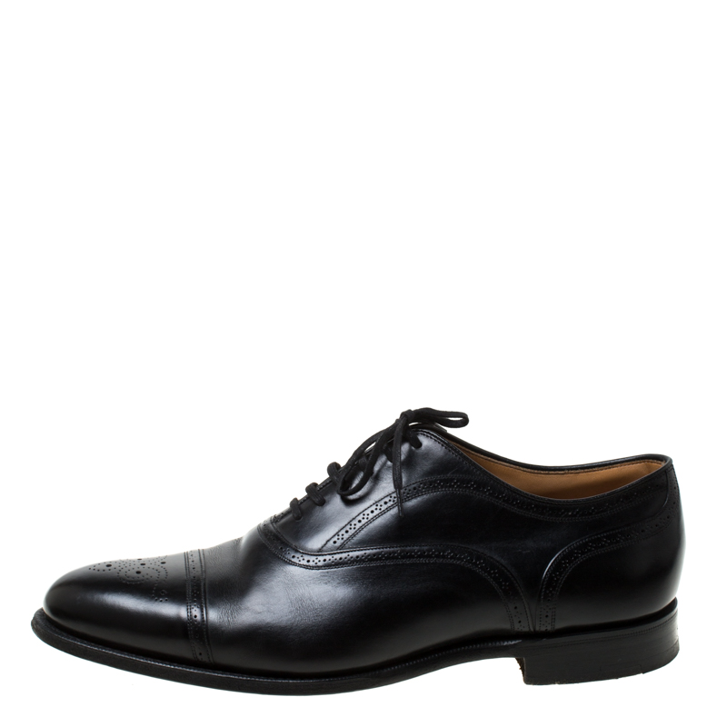 

Church's Black Brogue Leather Lace-Up Oxfords Size