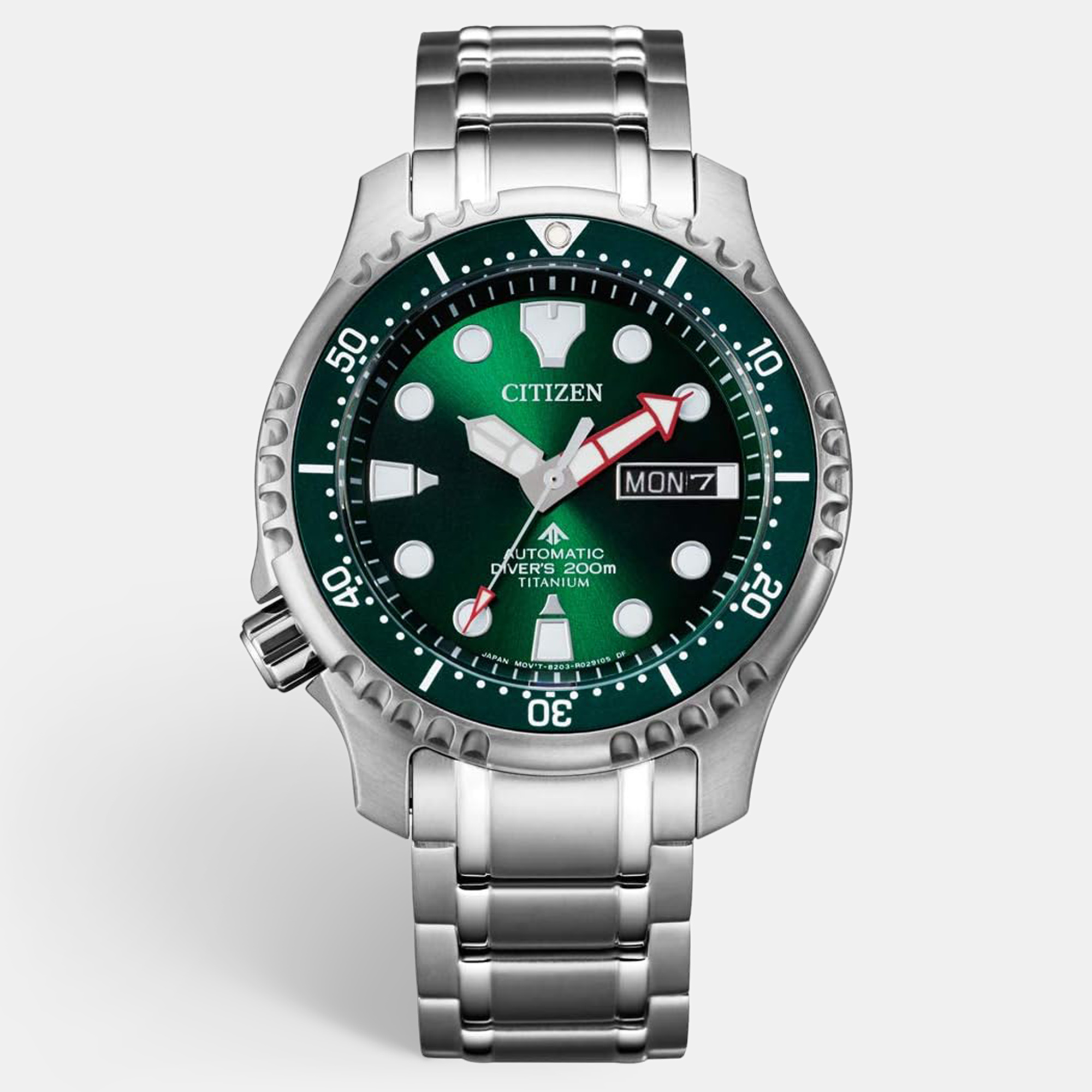 Pre-owned Citizen Promaster Ny0100-50x Green Dial Titanium Men's Wristwatch 42 Mm In Grey