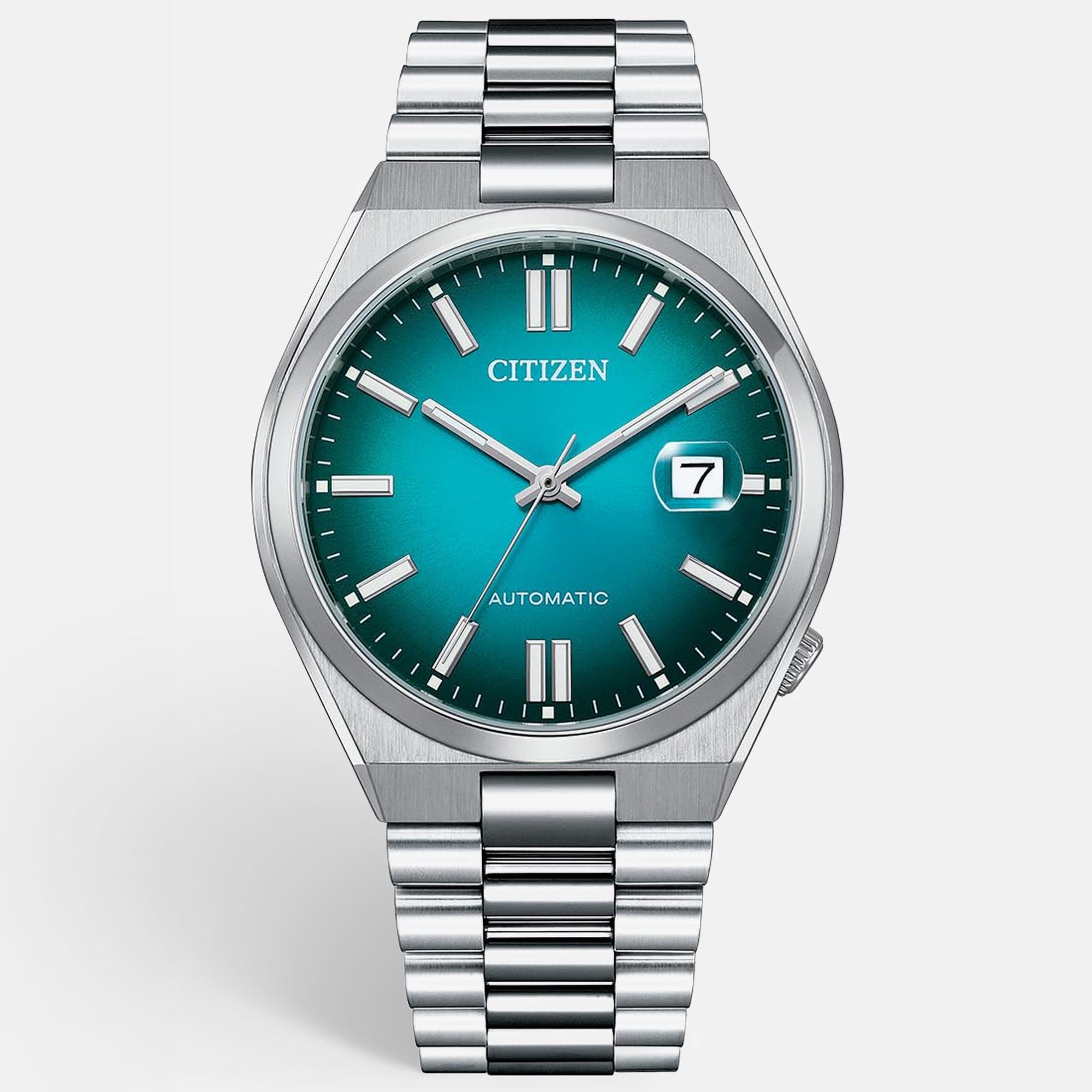 Pre-owned Citizen Tsuyosa Nj0151-88x Gradient Blue Dial Stainless Steel Men's Wristwatch 40 Mm In Silver