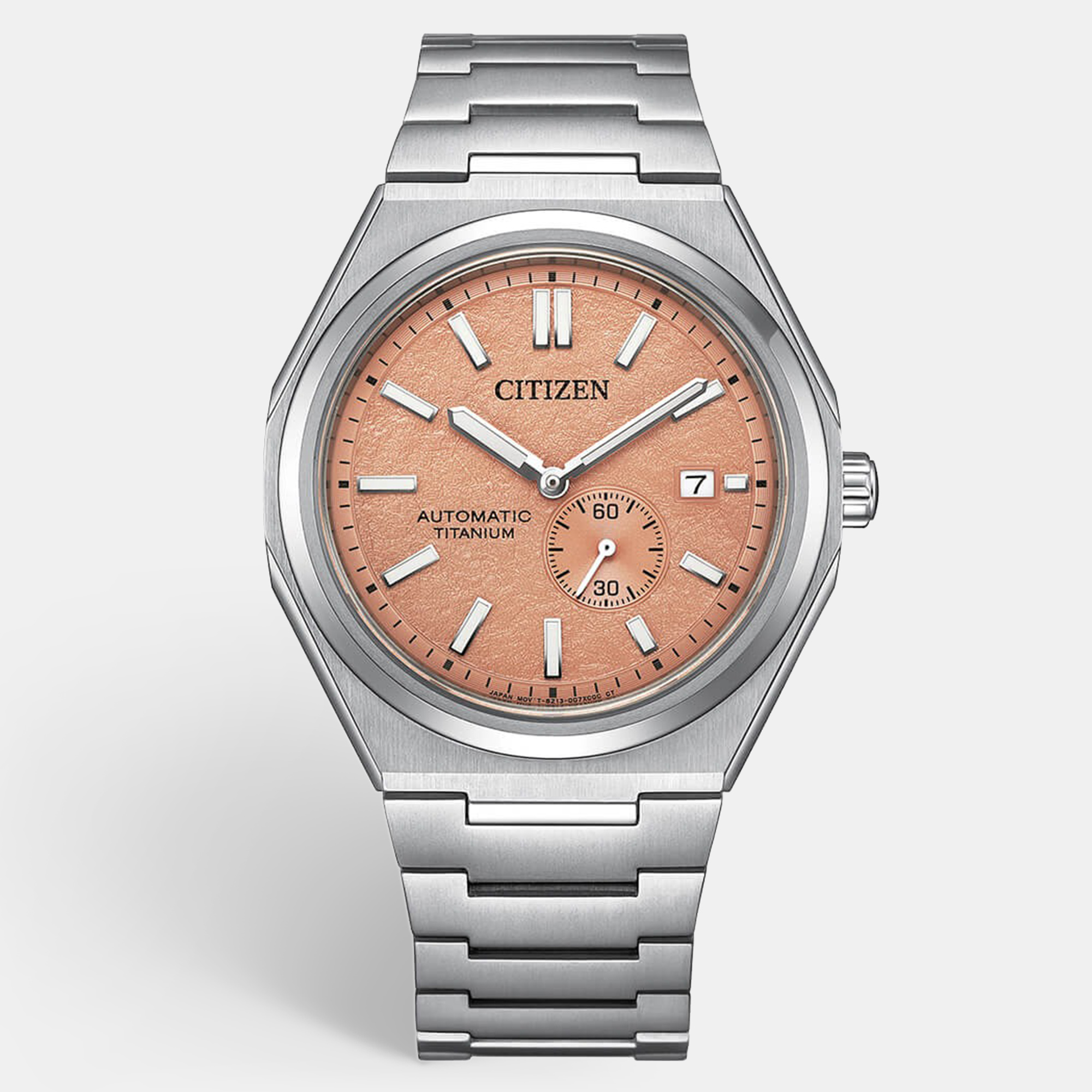 Pre-owned Citizen Zenshin Nj0180-80z Salmon Dial Duratect / Super Titanium Men's Wristwatch 40.50 Mm In Pink