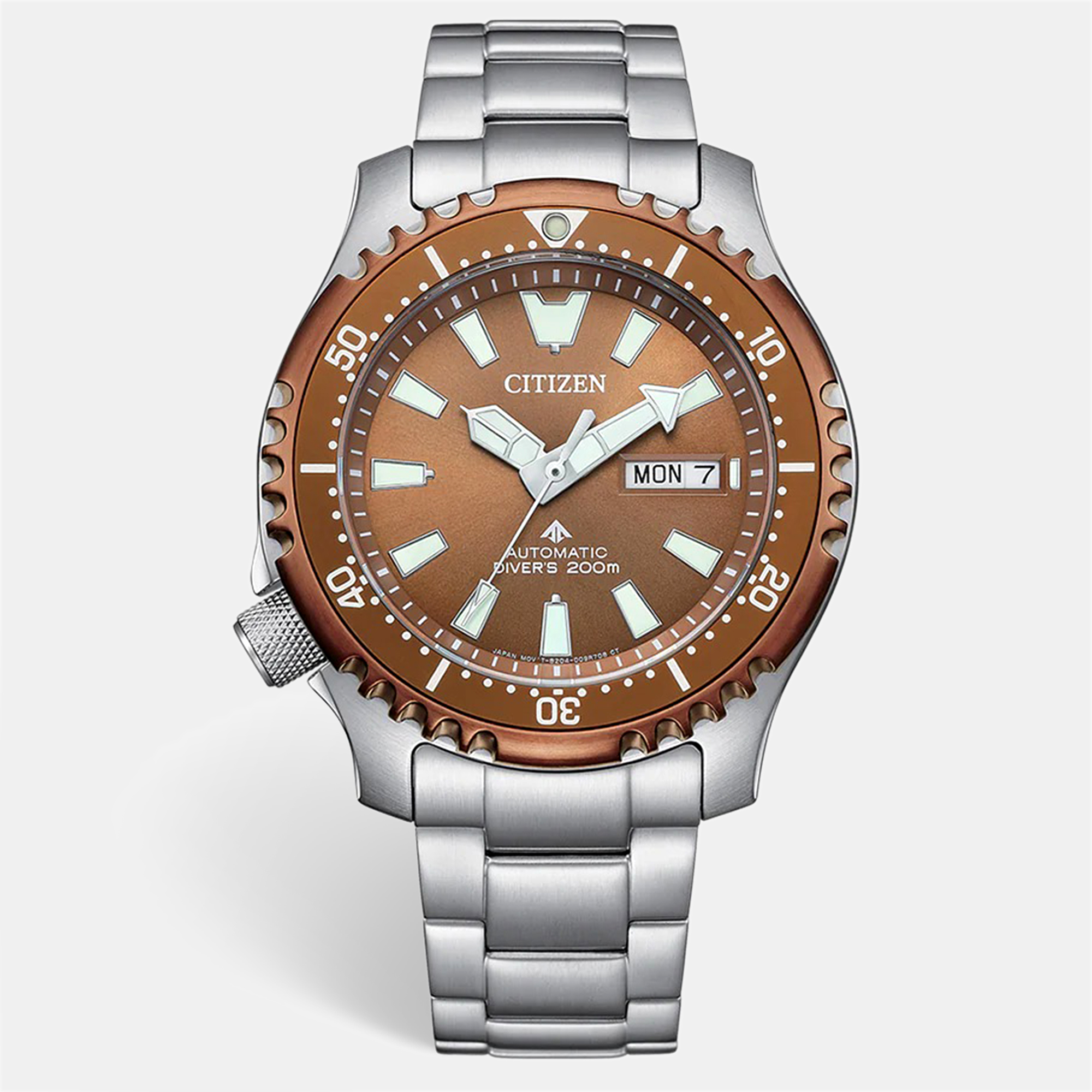 Pre-owned Citizen Limited Edition Promaster Marine Ny0164-65x Copper Color Dial Two Tone Stainless Steel Men's Wristwa In Silver