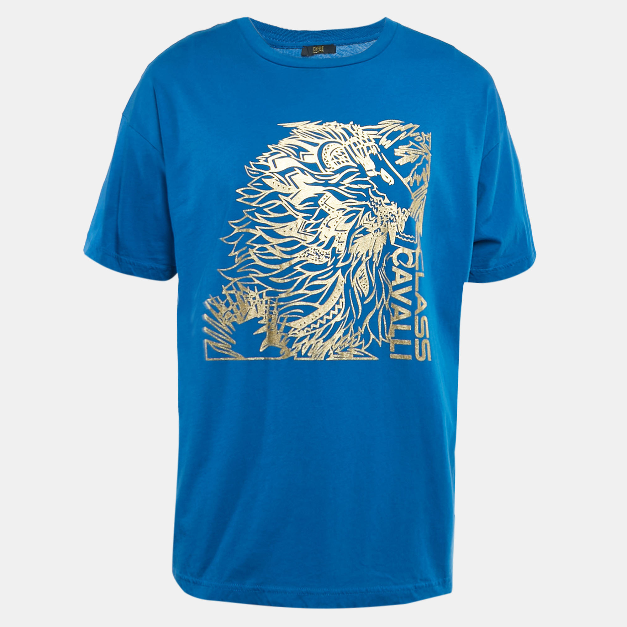 

Class by Roberto Cavalli Blue Lion Print Jersey T-Shirt XL