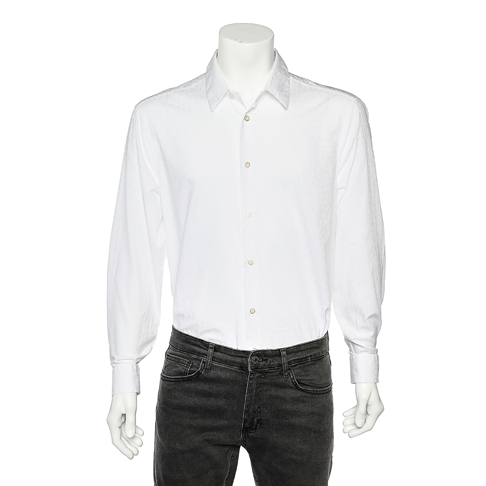 

Class by Roberto Cavalli White Cotton Jacquard Button Front Shirt 3XL