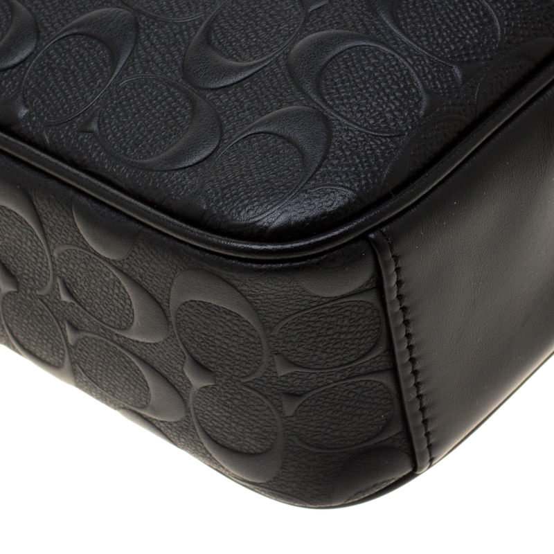 Coach Black Signature Embossed Leather Flight Messenger Bag Coach | The  Luxury Closet