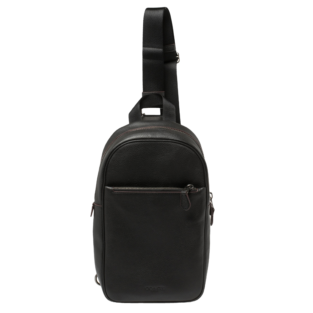 Pre-owned Coach Black Leather Metropolitan Sling Backpack