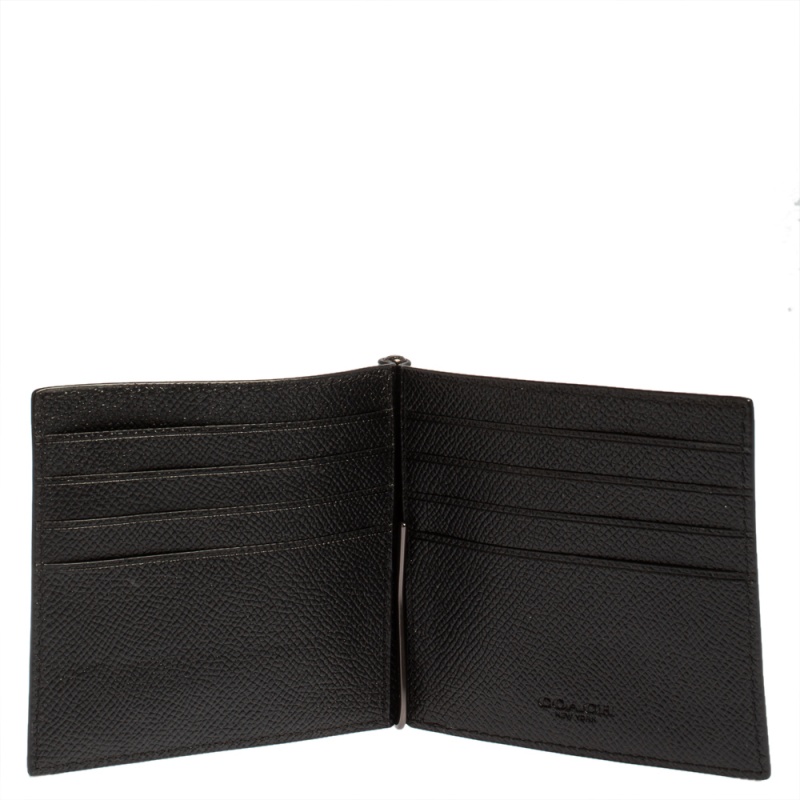 

Coach Black Leather Money Clip Bifold Wallet