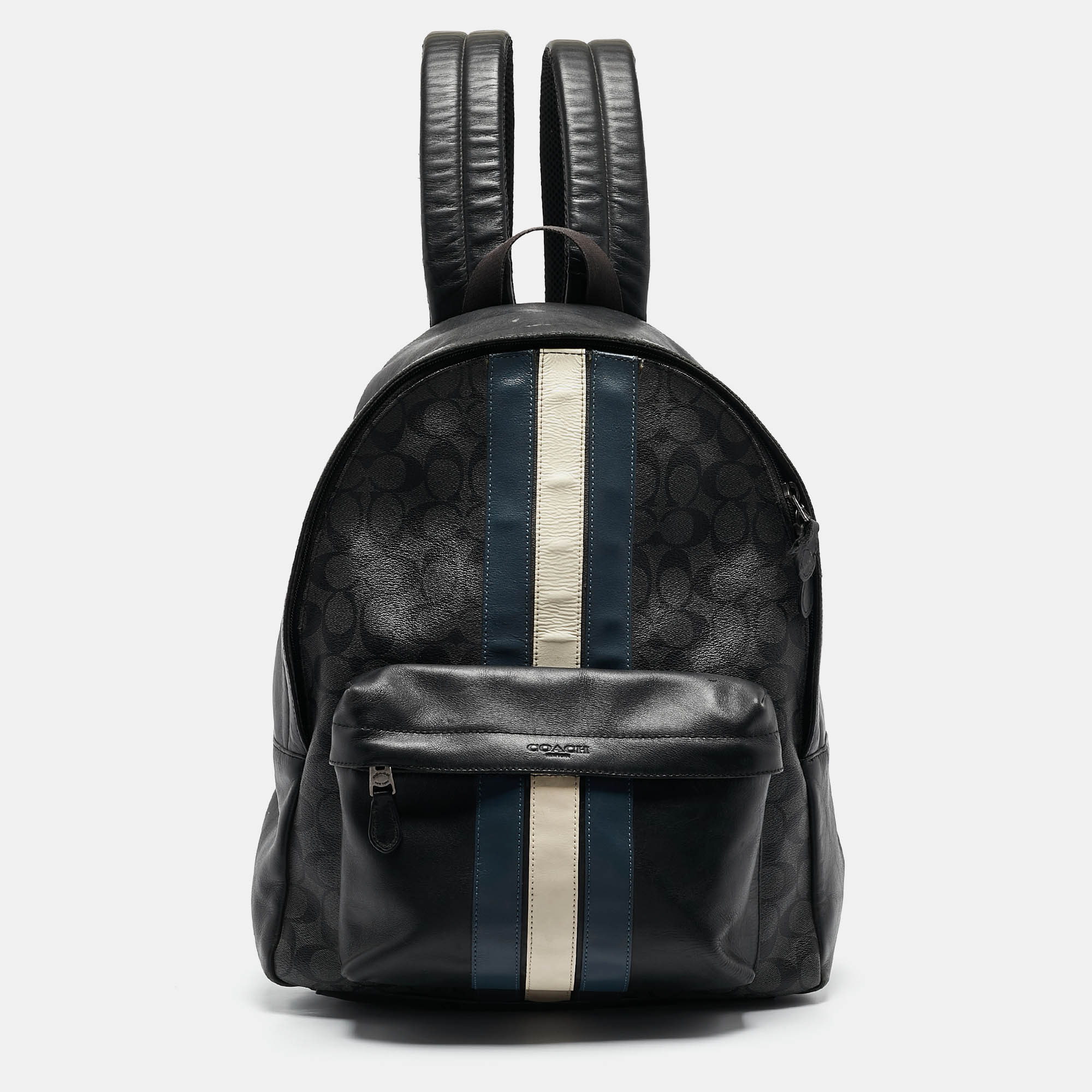 

Coach Black Coated Canvas and Leather New Varsity Charles Backpack