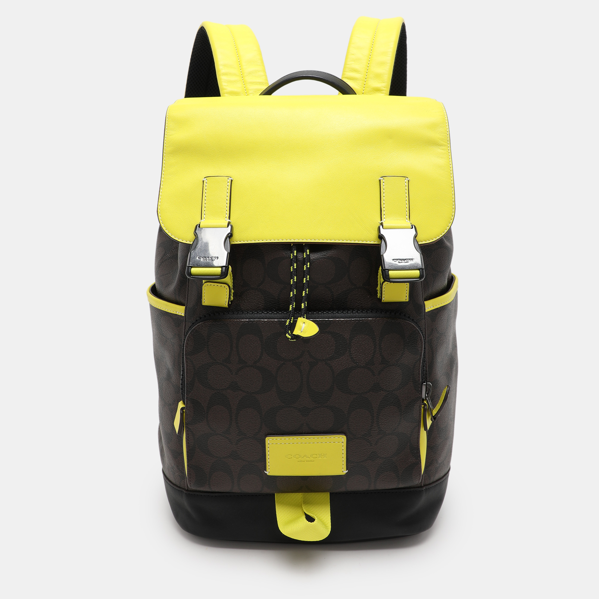 

Coach Colorblock Coated Canvas and Leather Track Backpack, Yellow