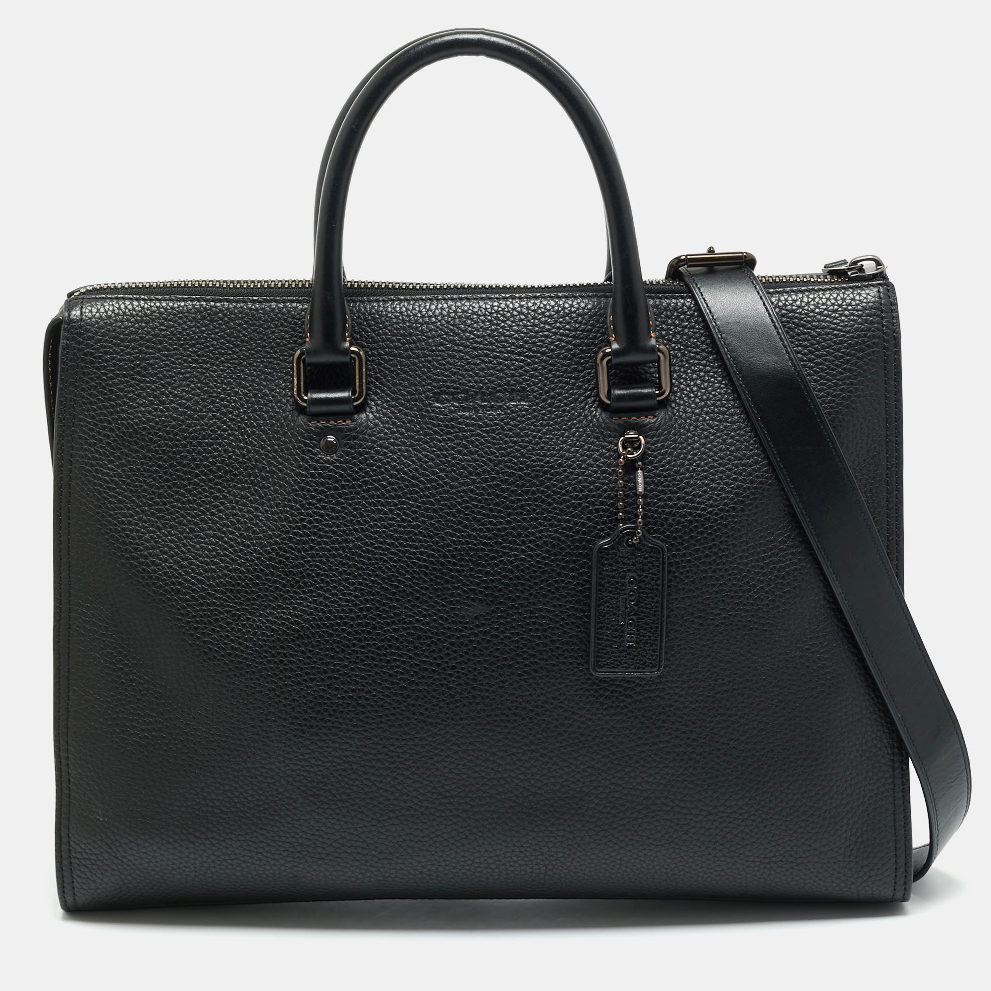 

Coach Black Leather Gotham Folio Briefcase Bag