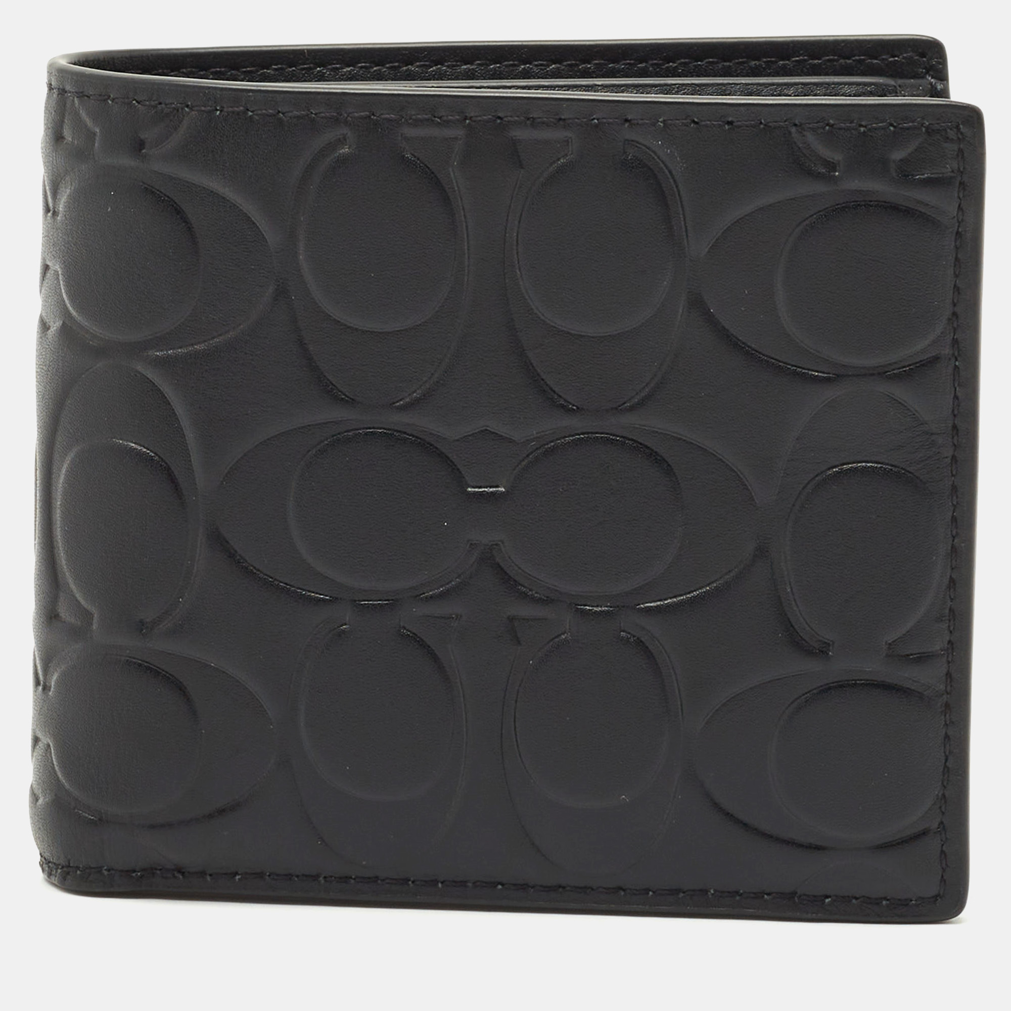 

Coach Black Signature Embossed Leather Bifold Wallet