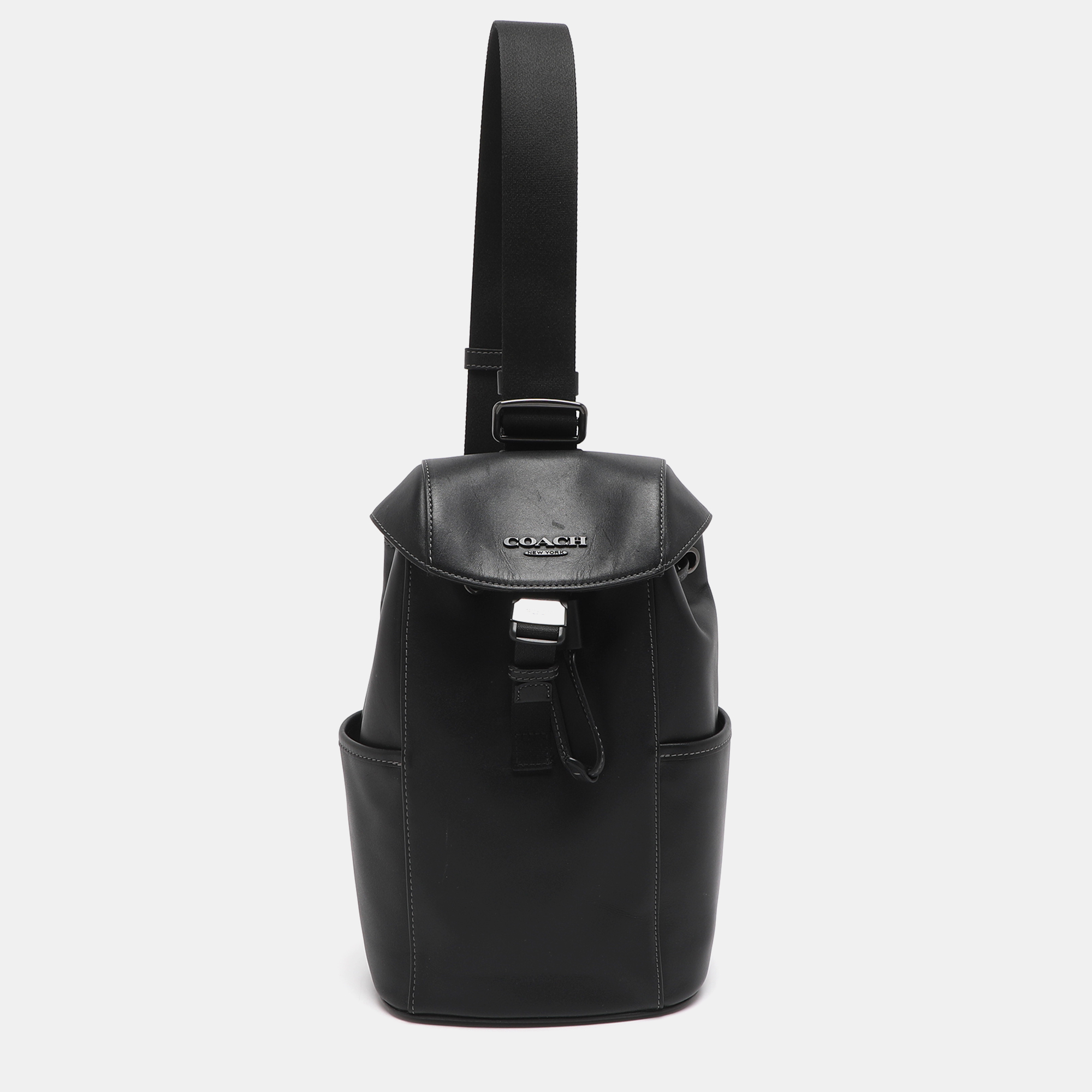 Pre-owned Coach Racer Black Leather Pack Bag