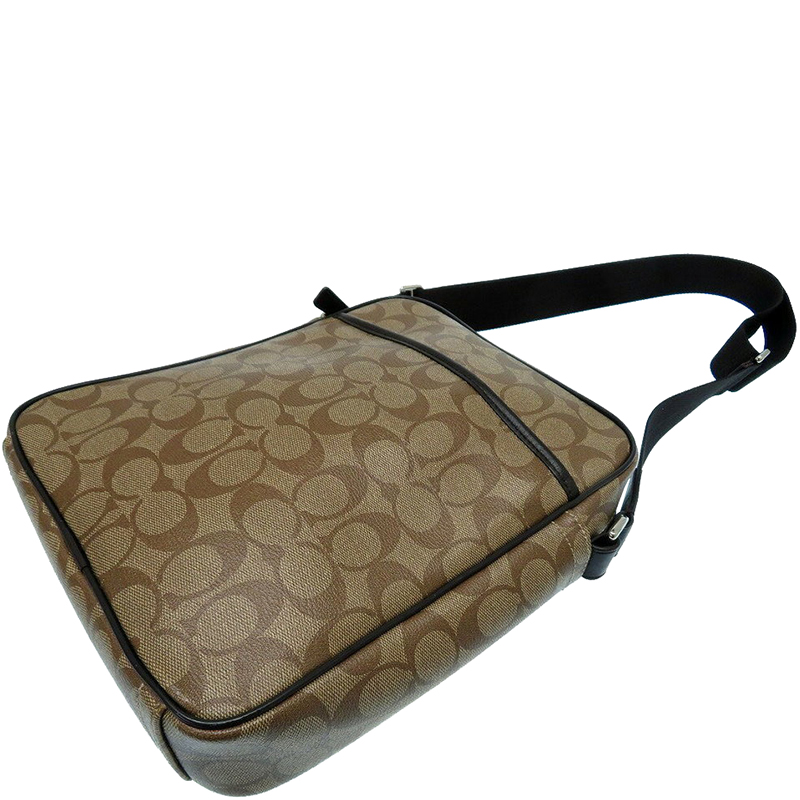 

Coach Khaki/Brown Signature PVC and Leather Messenger Bag, Multicolor