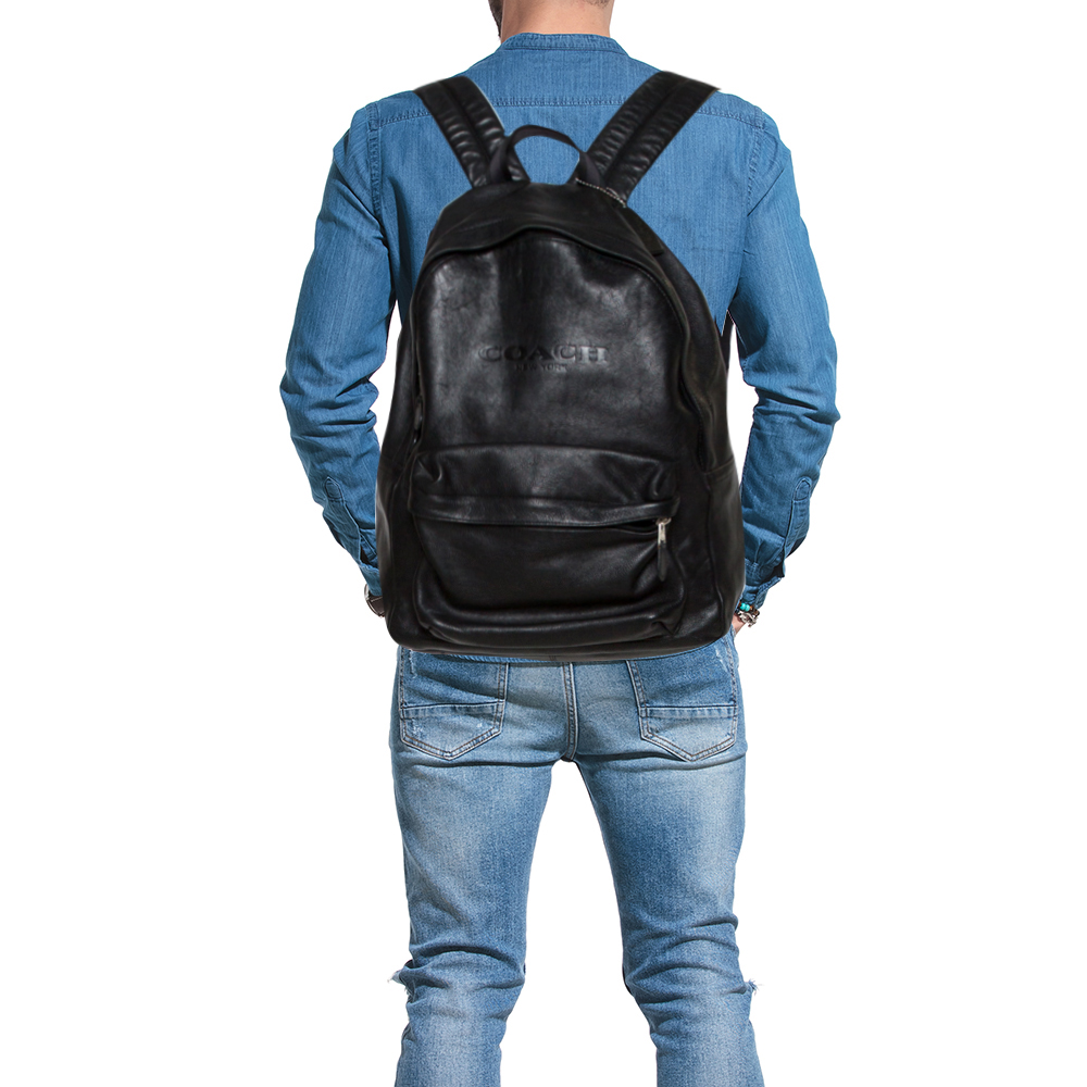 

Coach Black Leather Campus Backpack