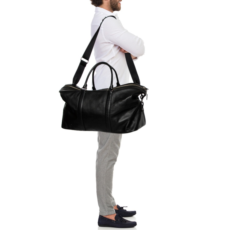 

Coach Black Leather Voyager Duffel Bag