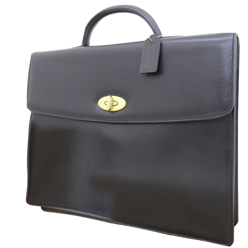 

Coach Black Leather Turnlock Briefcase