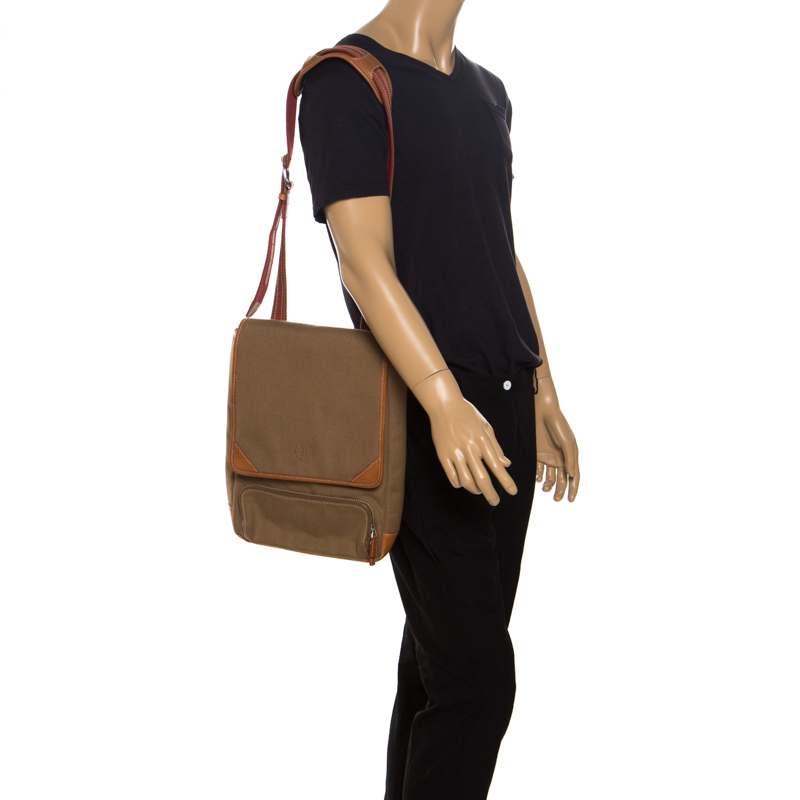 

Cole Haan Brown Canvas Messenger Bag