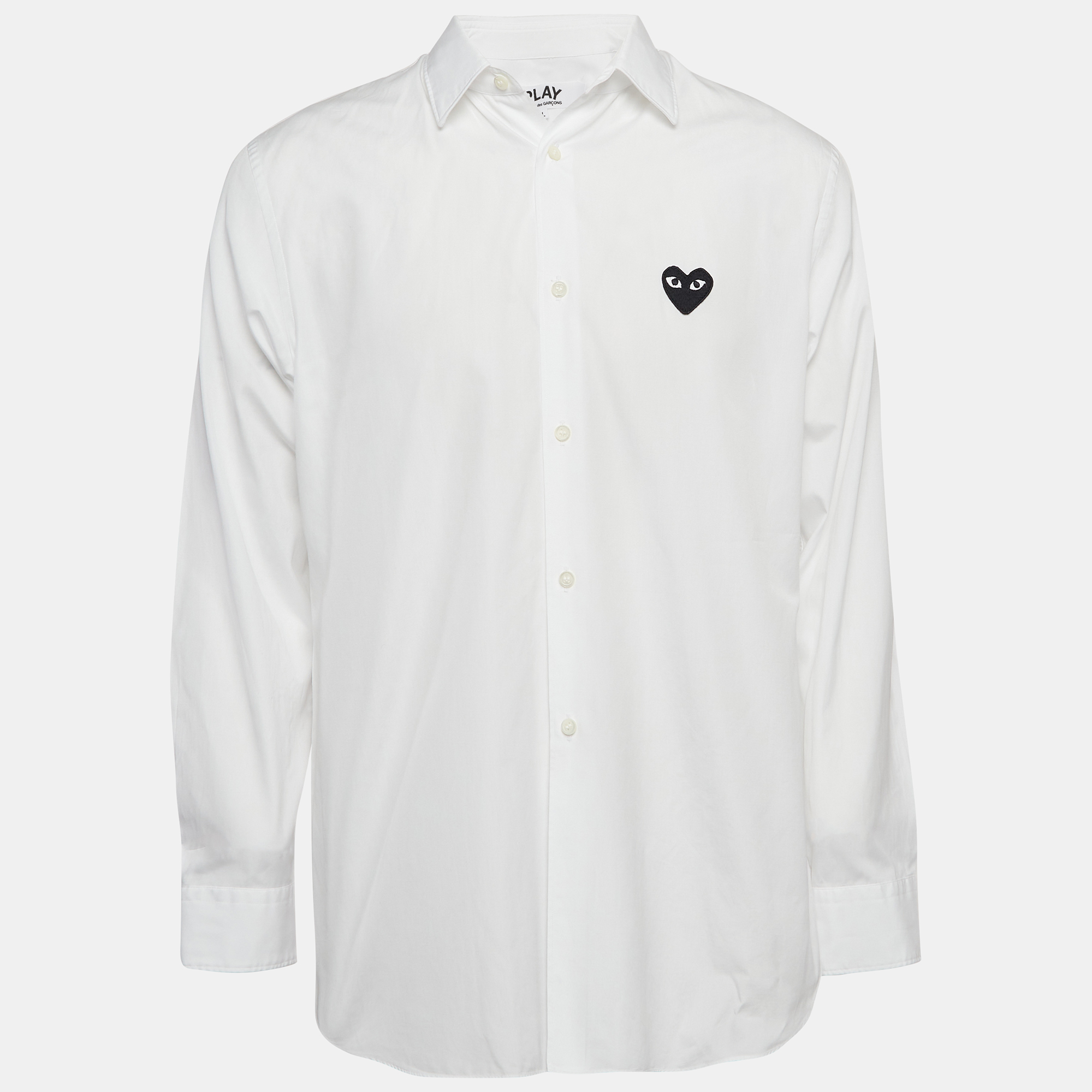 

Comme des Garcons Play White Cotton Heart Applique Shirt L