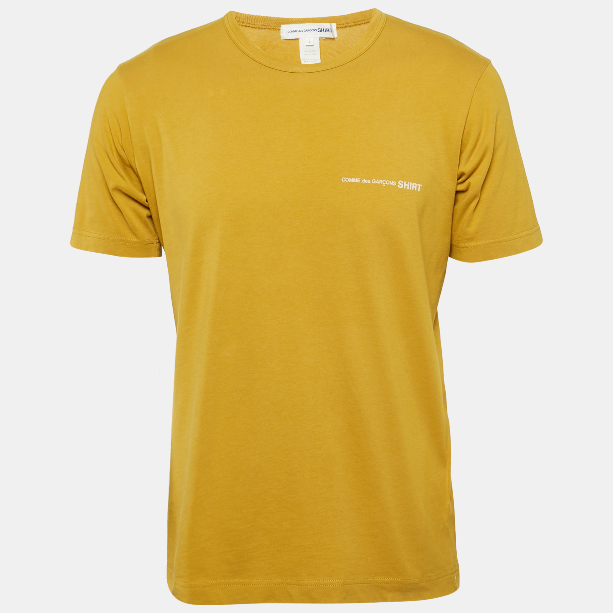 

Comme des Garçons Yellow Printed Jersey Crew Neck T-Shirt L