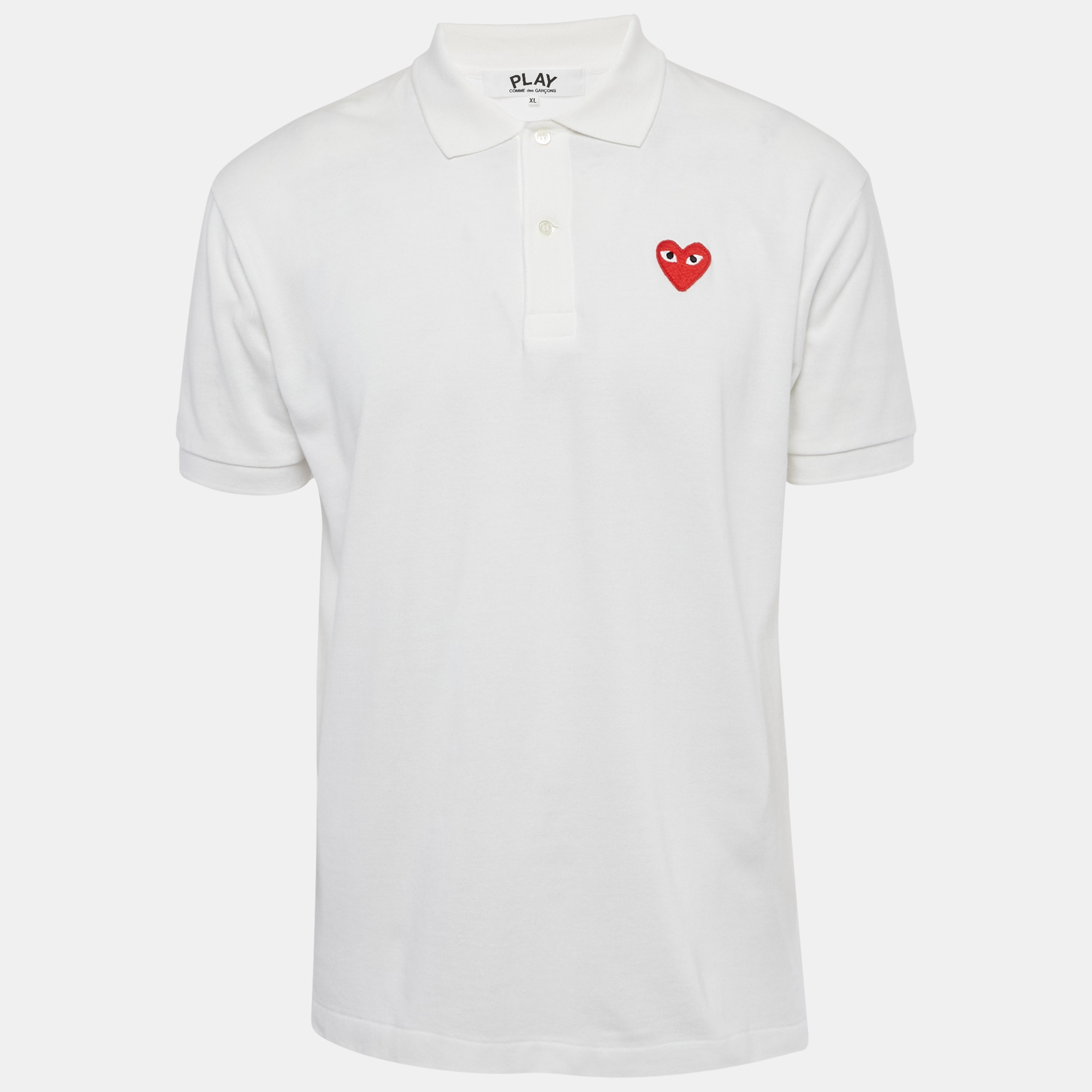 

Comme des Garçons Play White Heart Pique Polo T-Shirt XL