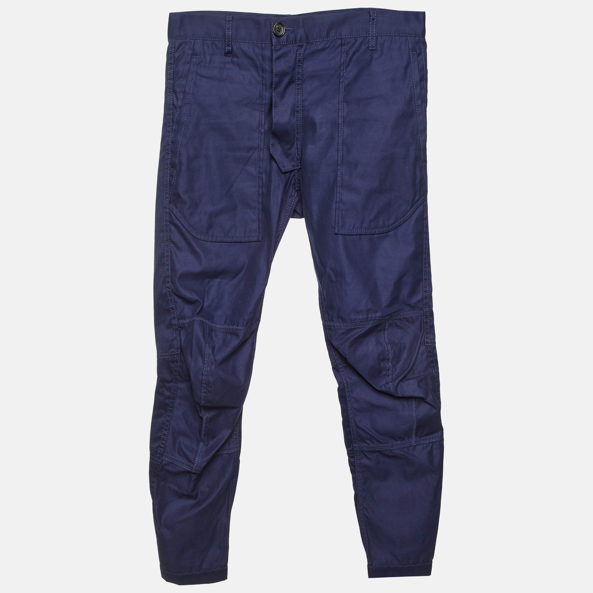

Comme des Garçons Shirt Navy Blue Cotton Tapered Trousers S
