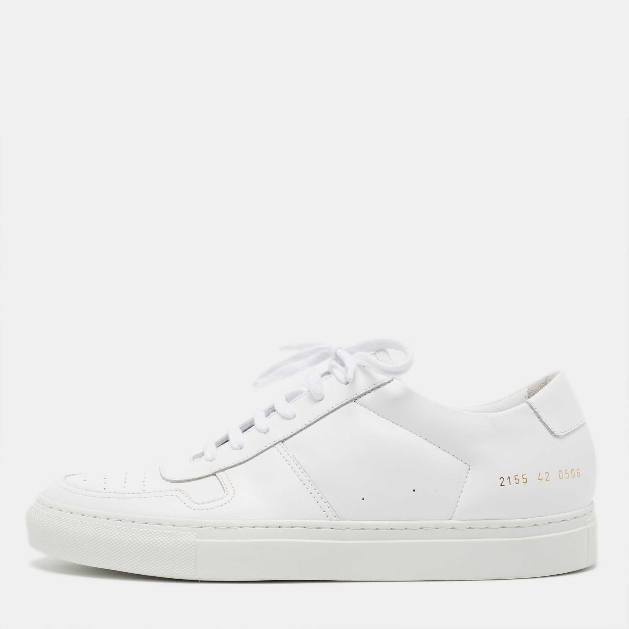 Common Projects White Leather Achilles Low Top Sneakers Size 42