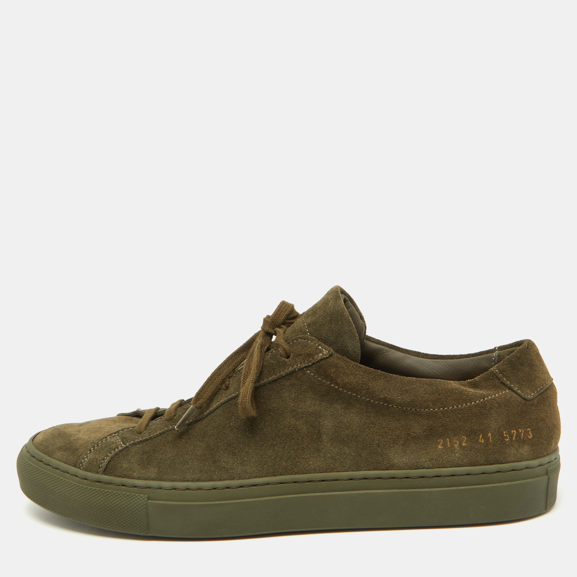 

Common Projects Olive Green Suede Achilles Low Top Sneakers Size