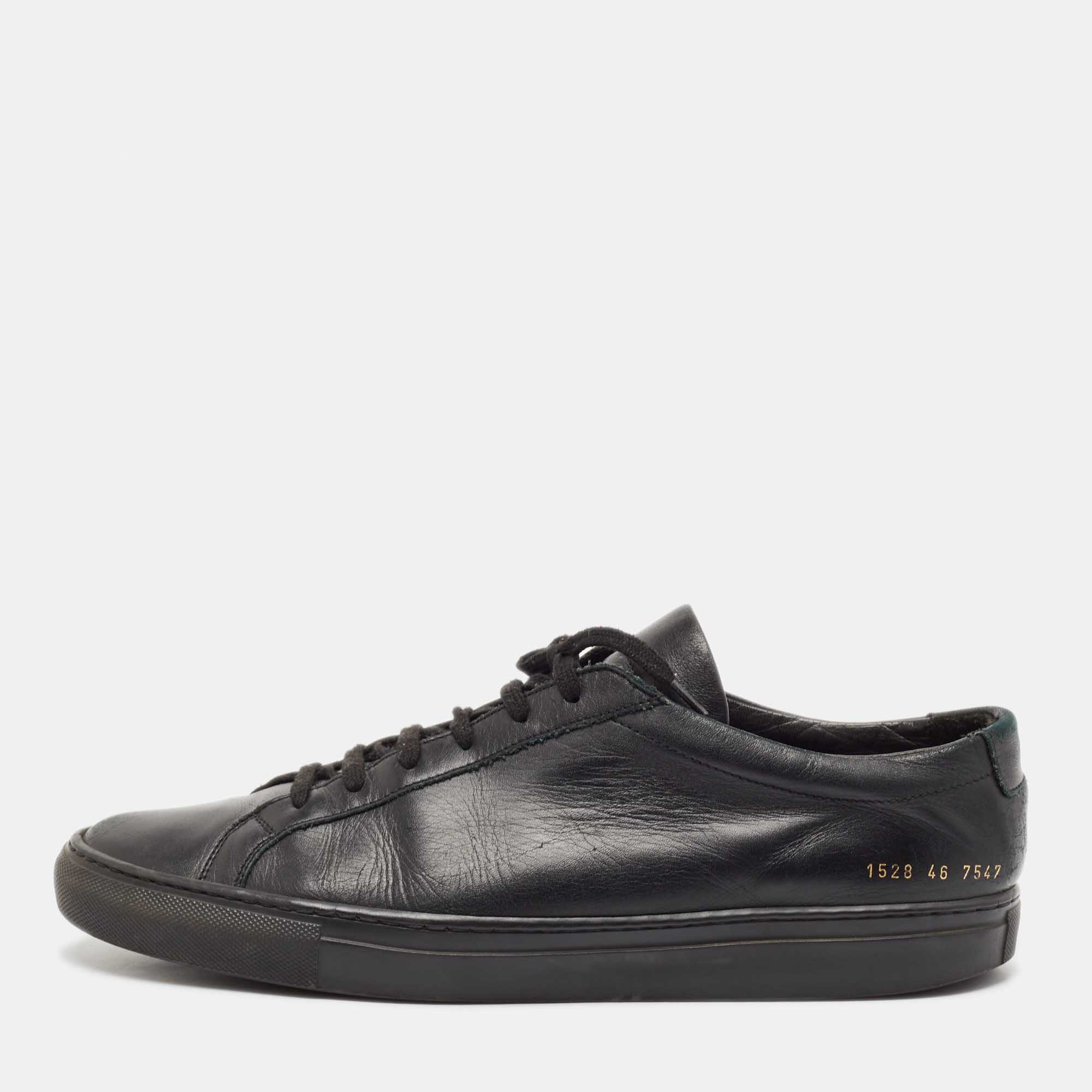 

Common Projects Black Leather Achilles Lace Up Sneakers Size