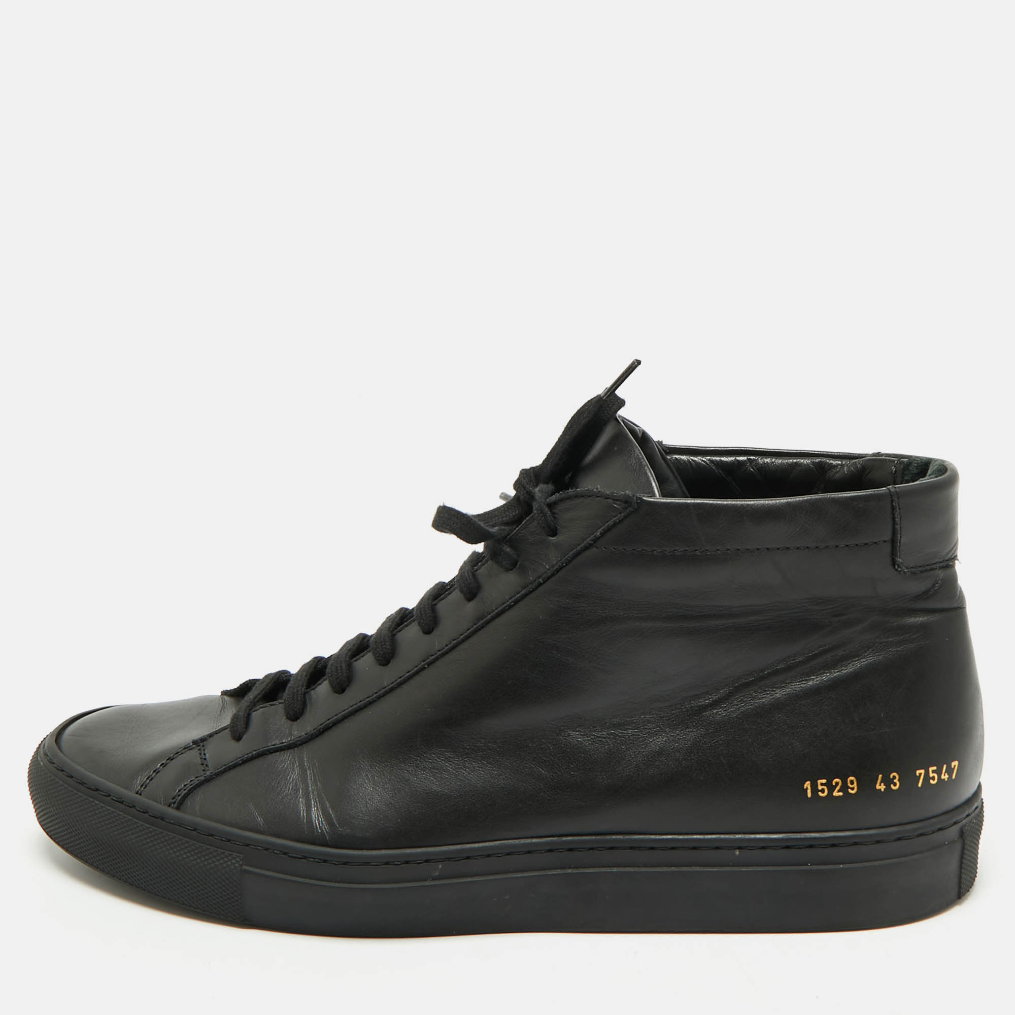

Common Projects Black Leather Achilles High Top Sneakers Size