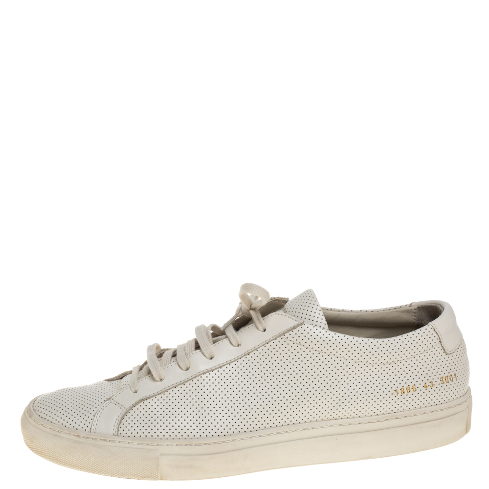 

Common Projects White Perforated Leather Achilles Lace Up Sneaker Size