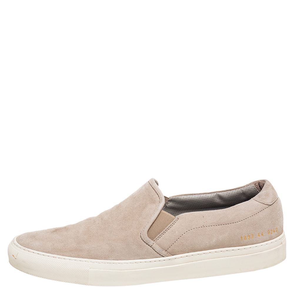

Common Projects Beige Suede Slip On Sneakers Size