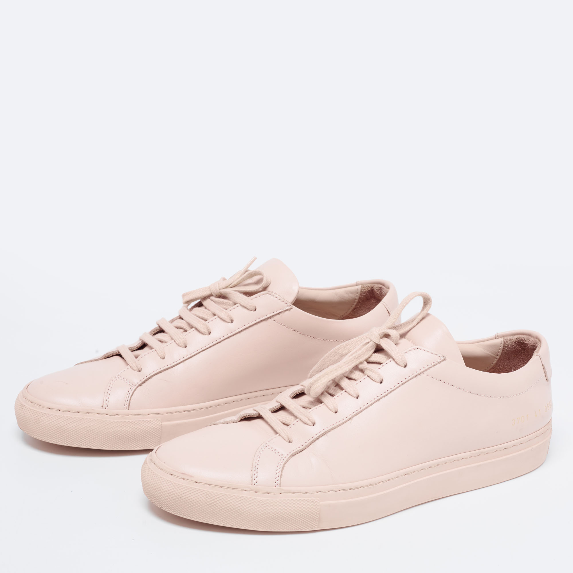 

Common Projects Pink Leather Lace Up Sneakers Size