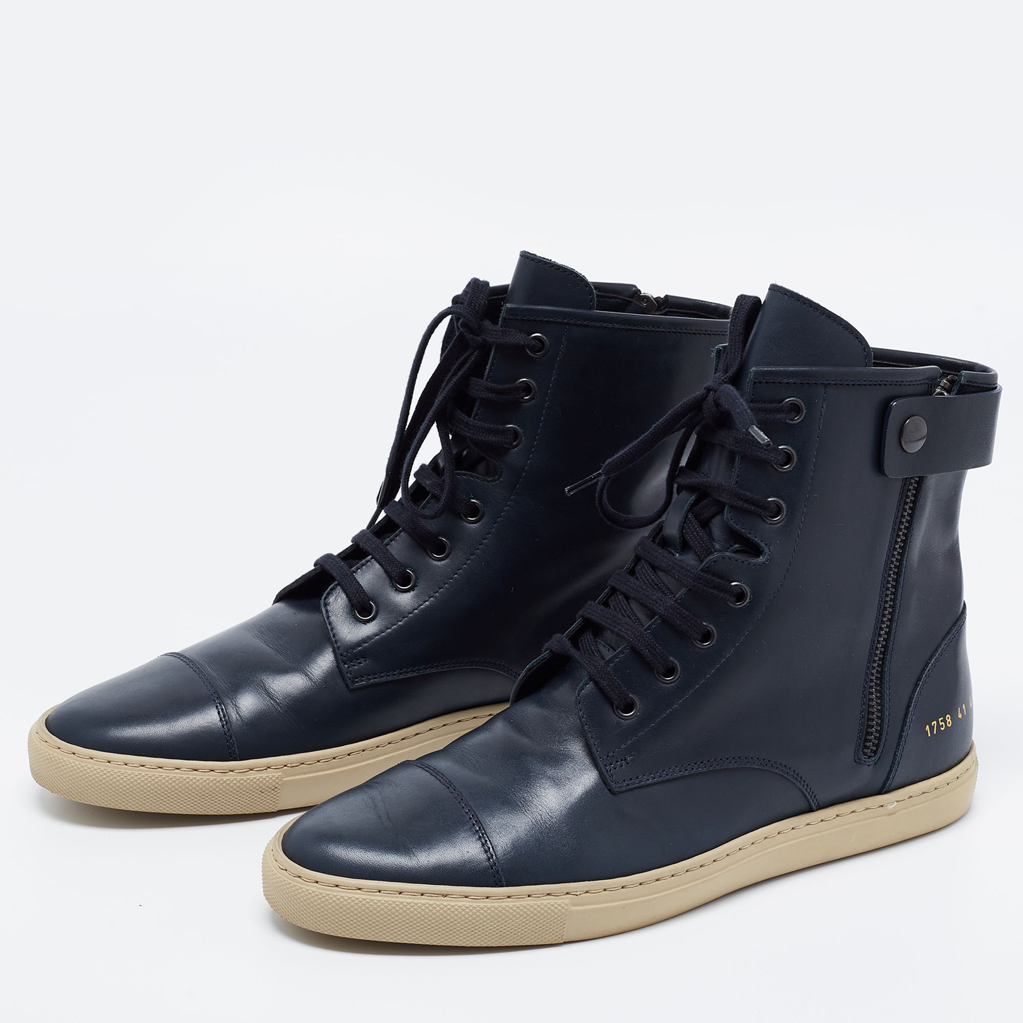 

Common Projects Blue Leather Ankle Length Boots Size