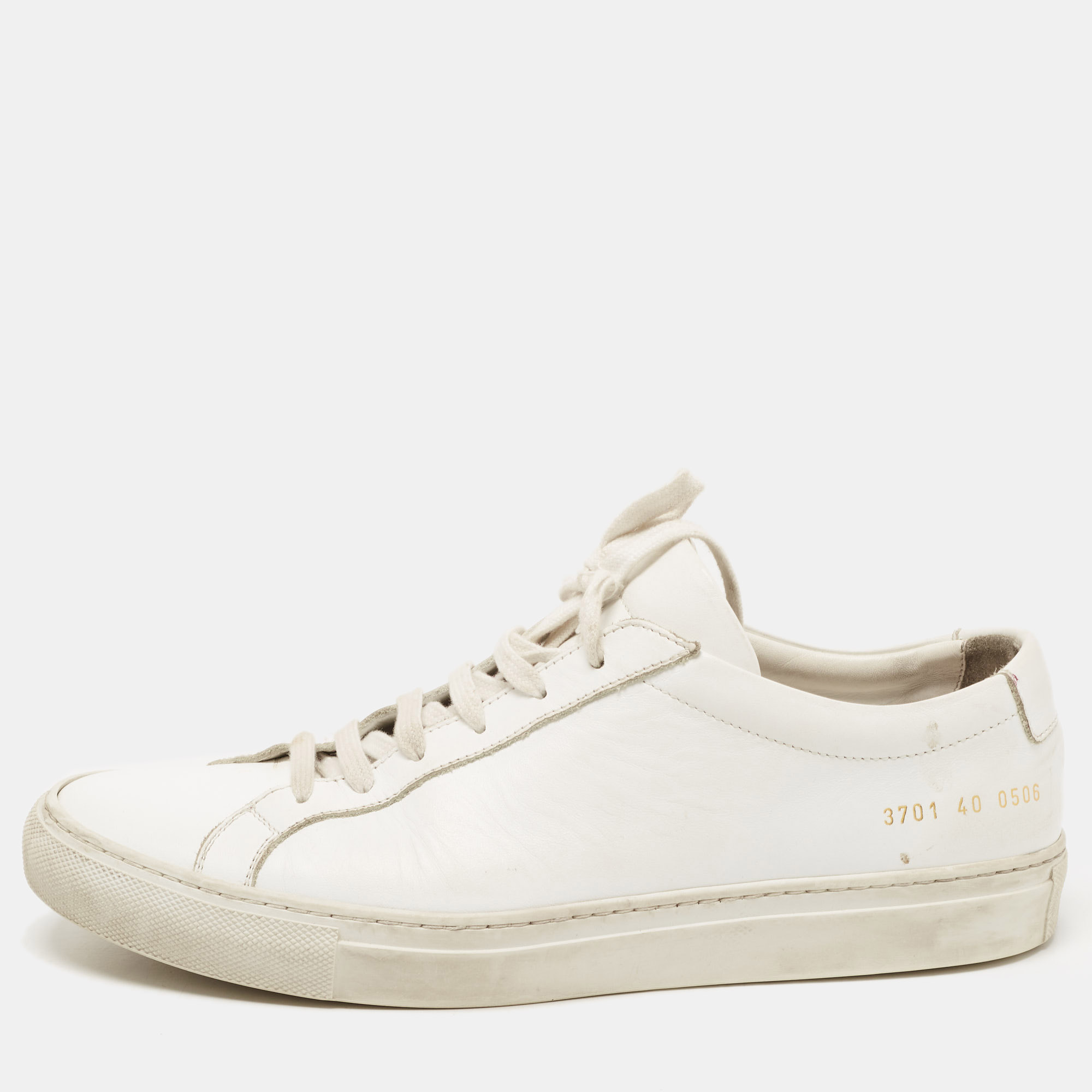 Pre-owned Common Projects White Leather Achilles Sneakers Size 40