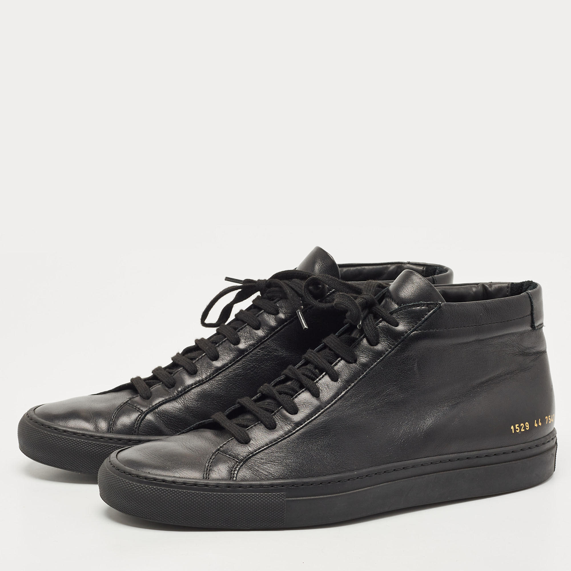 

Common Projects Black Leather Achilles High Top Sneakers Size