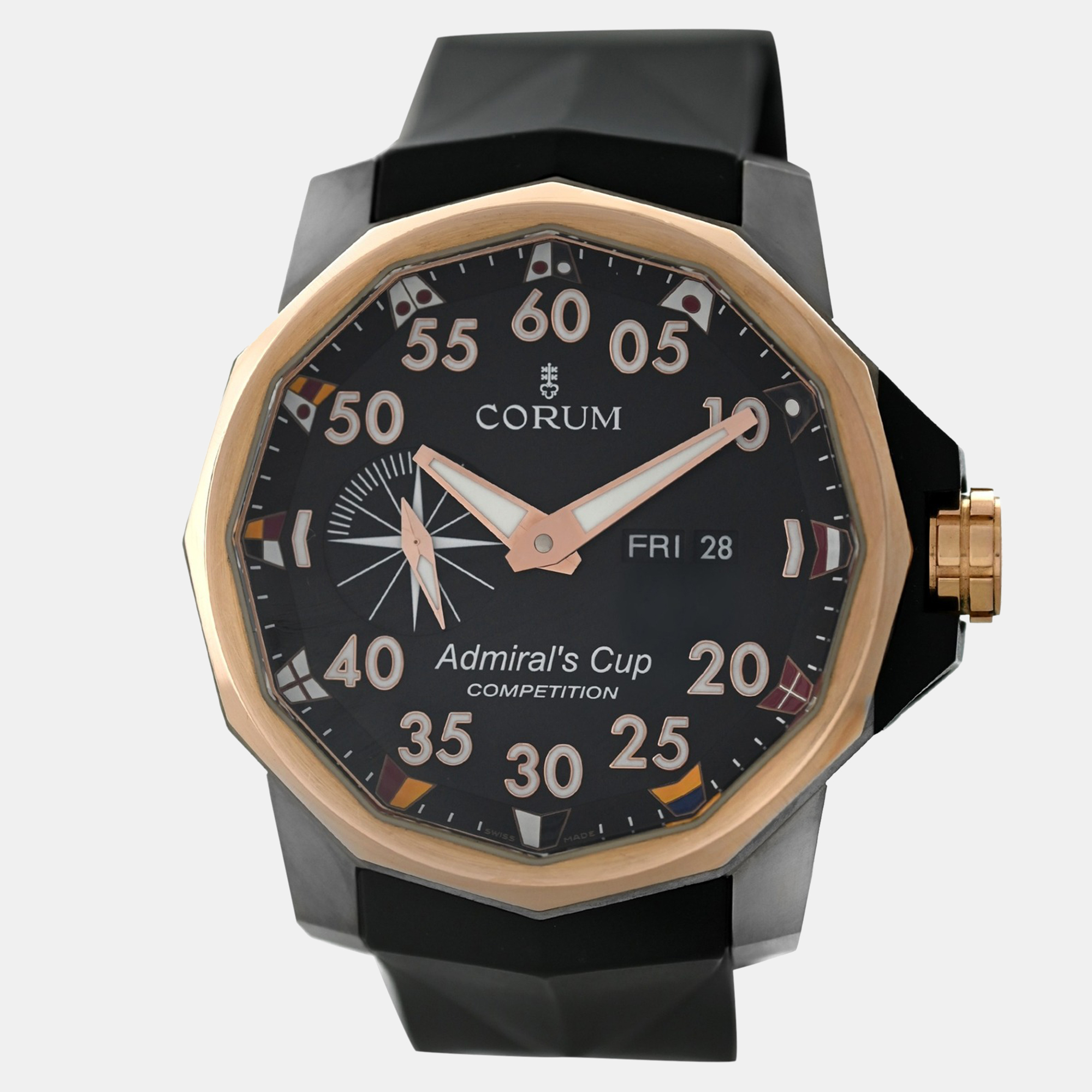 

Corum Admiral's Cup 947.931.05 Automatic Black 18k Rose Gold Titanium Men's Wristwatch 47 mm