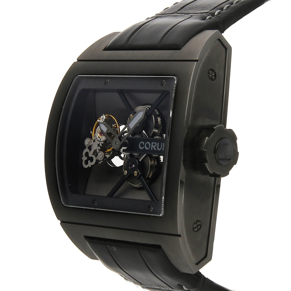 

Corum Black PVD Coated Titanium and Alligator Leather Strap Ti-Bridge Tourbillon