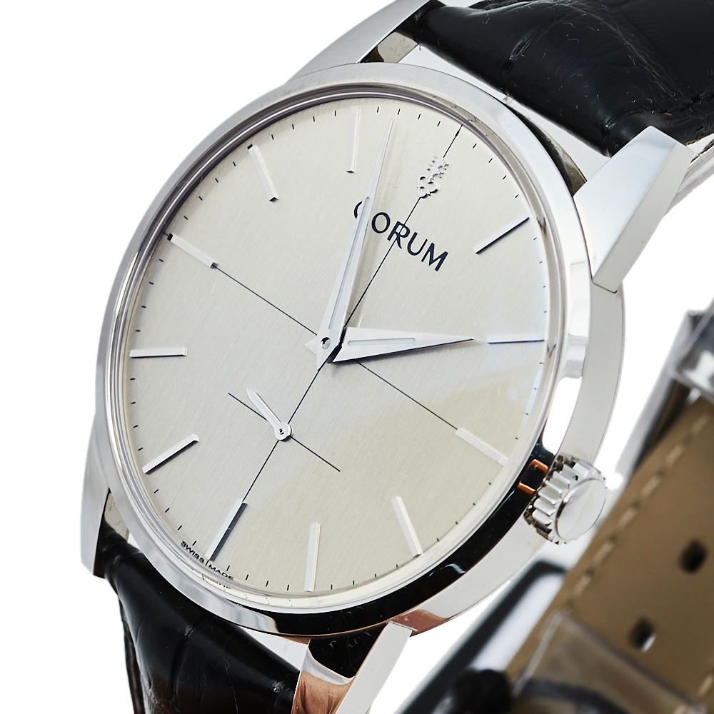 

Corum Silver Stainless Steel Leather Heritage