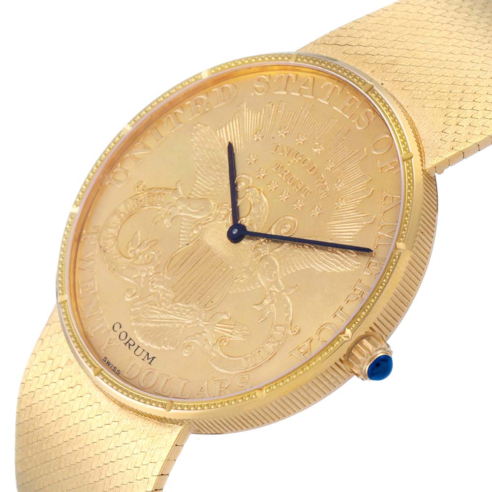 

Corum Champagne 18K Yellow Gold 20 Dollars Double Eagle Coin Manual 1897 Men's Wristwatch 36 MM