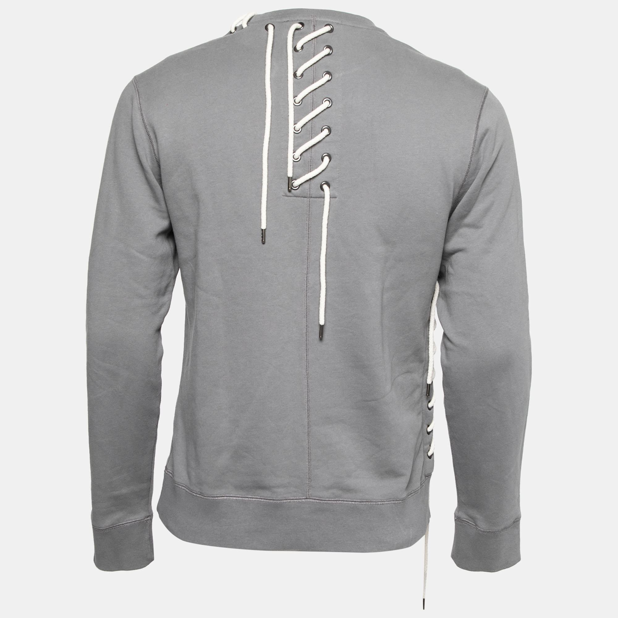 

Craig Green Grey Cotton Lace-up Long Sleeve Crewneck Sweatshirt