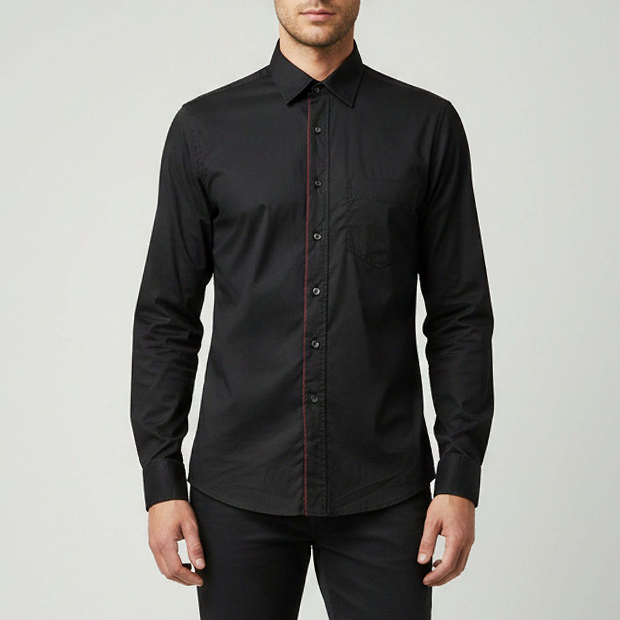 

D&G Black Embroidered Logo Cotton Slim Fit Shirt M