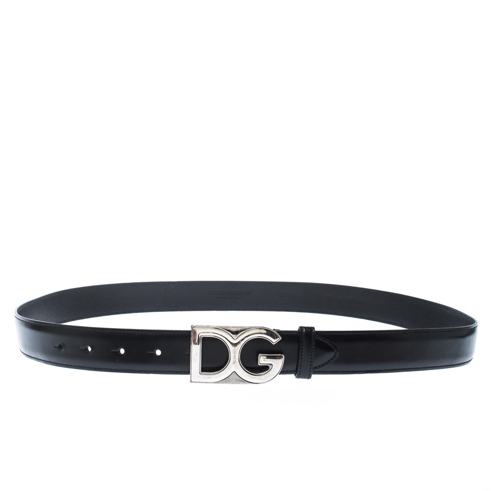 D&G Black Leather Logo Buckle Belt 105CM DandG | TLC